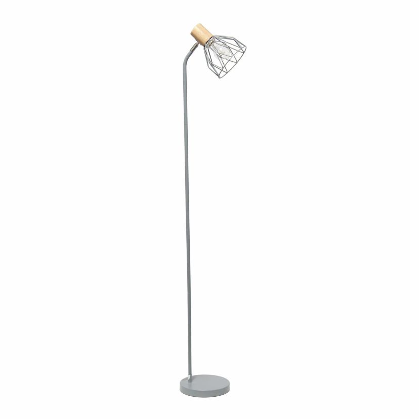 55.91" Industrial Farmhouse Fusion Adjustable Cage Wire Accent Floor Lamp, Gray