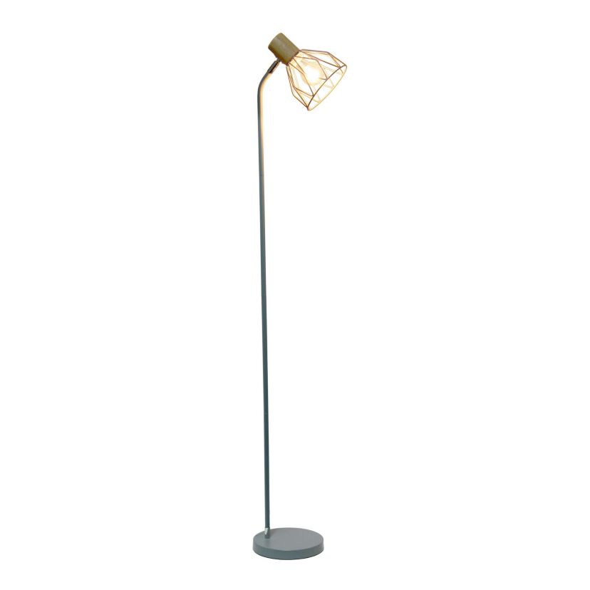 55.91" Industrial Farmhouse Fusion Adjustable Cage Wire Accent Floor Lamp, Gray