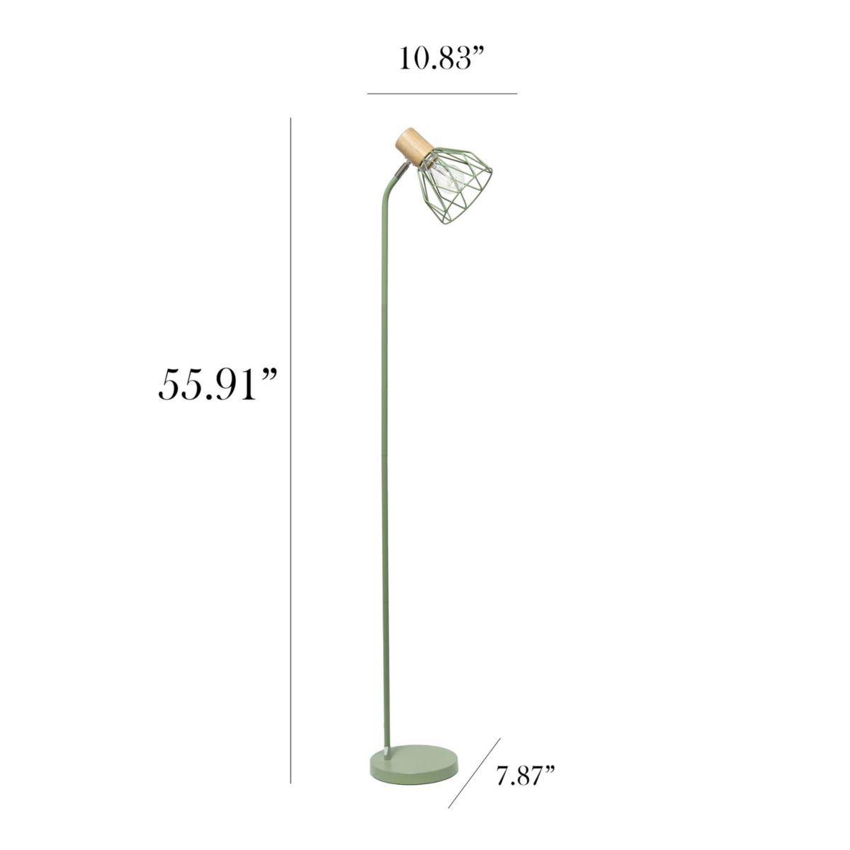 55.91" Industrial Farmhouse Fusion Adjustable Cage Wire Accent Floor Lamp, Black