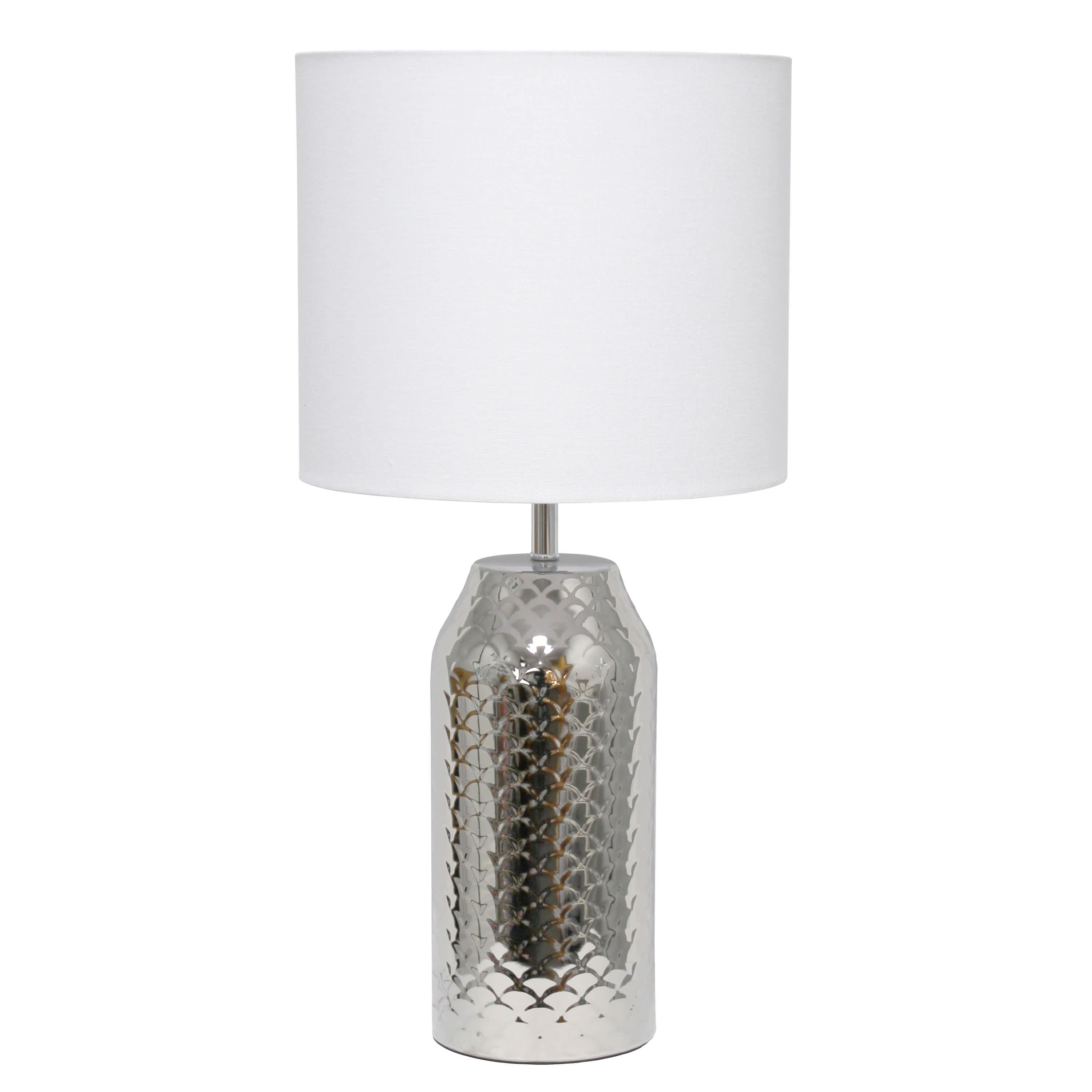 23.75" Whimsical Wave Porcelain Mermaid Fishscale Table Lamp, Gold with Black Shade