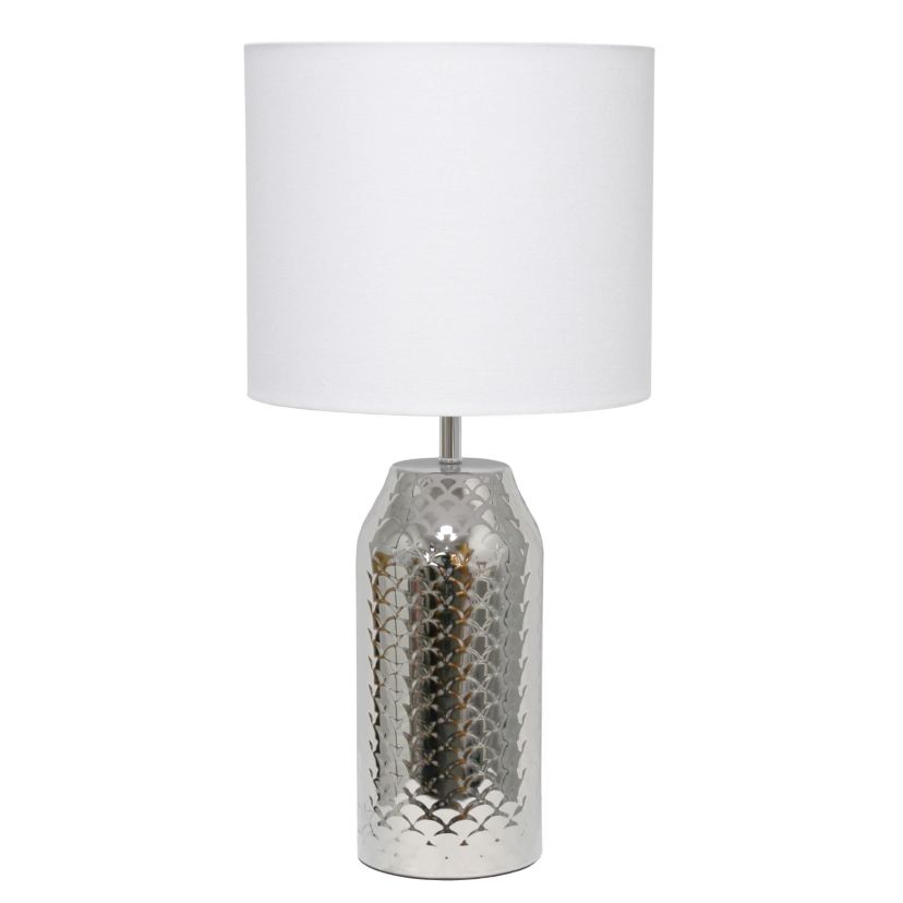 23.75" Whimsical Wave Porcelain Mermaid Fishscale Table Lamp, Gold with Black Shade