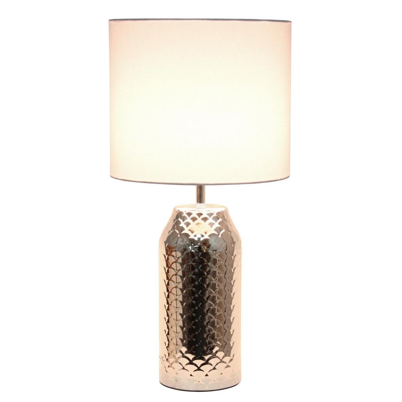 23.75" Whimsical Wave Porcelain Mermaid Fishscale Table Lamp, Gold with Black Shade