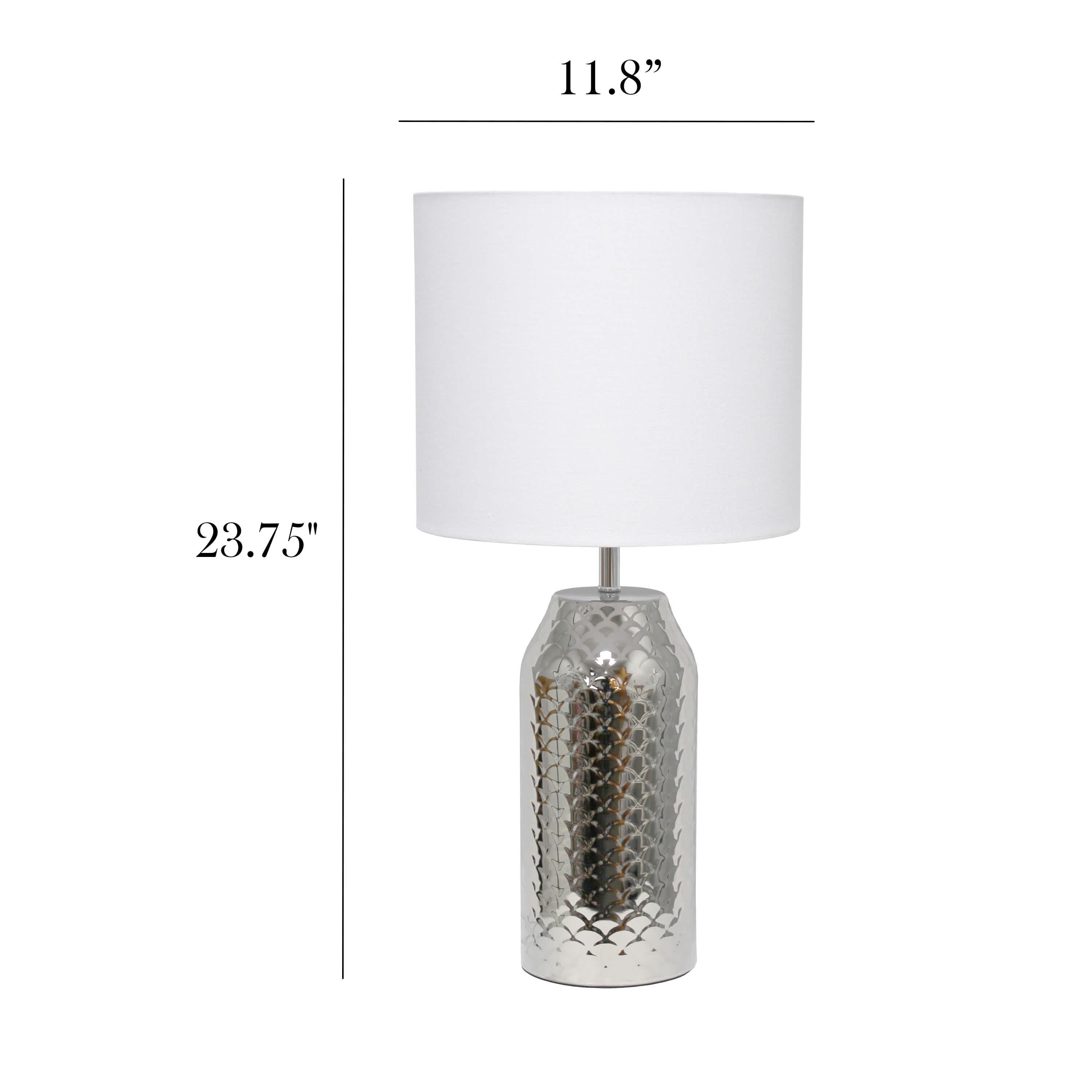 23.75" Whimsical Wave Porcelain Mermaid Fishscale Table Lamp, Gold with Black Shade