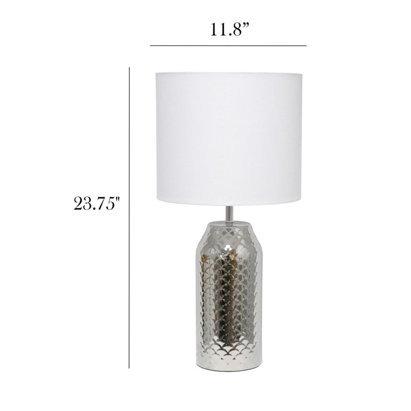 23.75" Whimsical Wave Porcelain Mermaid Fishscale Table Lamp, Gold with Black Shade