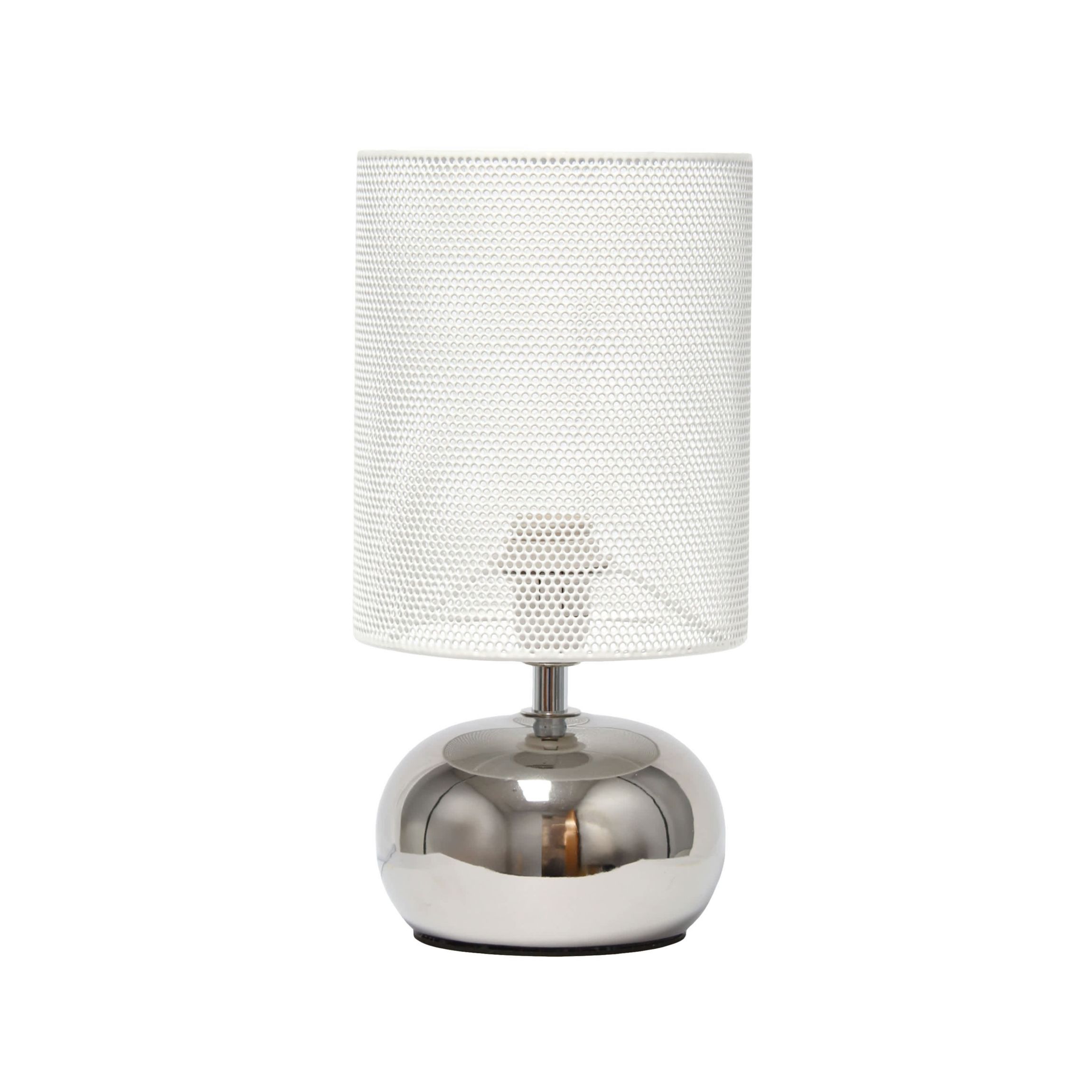 10.04" Mesh Around Bedside Mini Ceramic Table Lamp With Matching Mesh Shade, Gray
