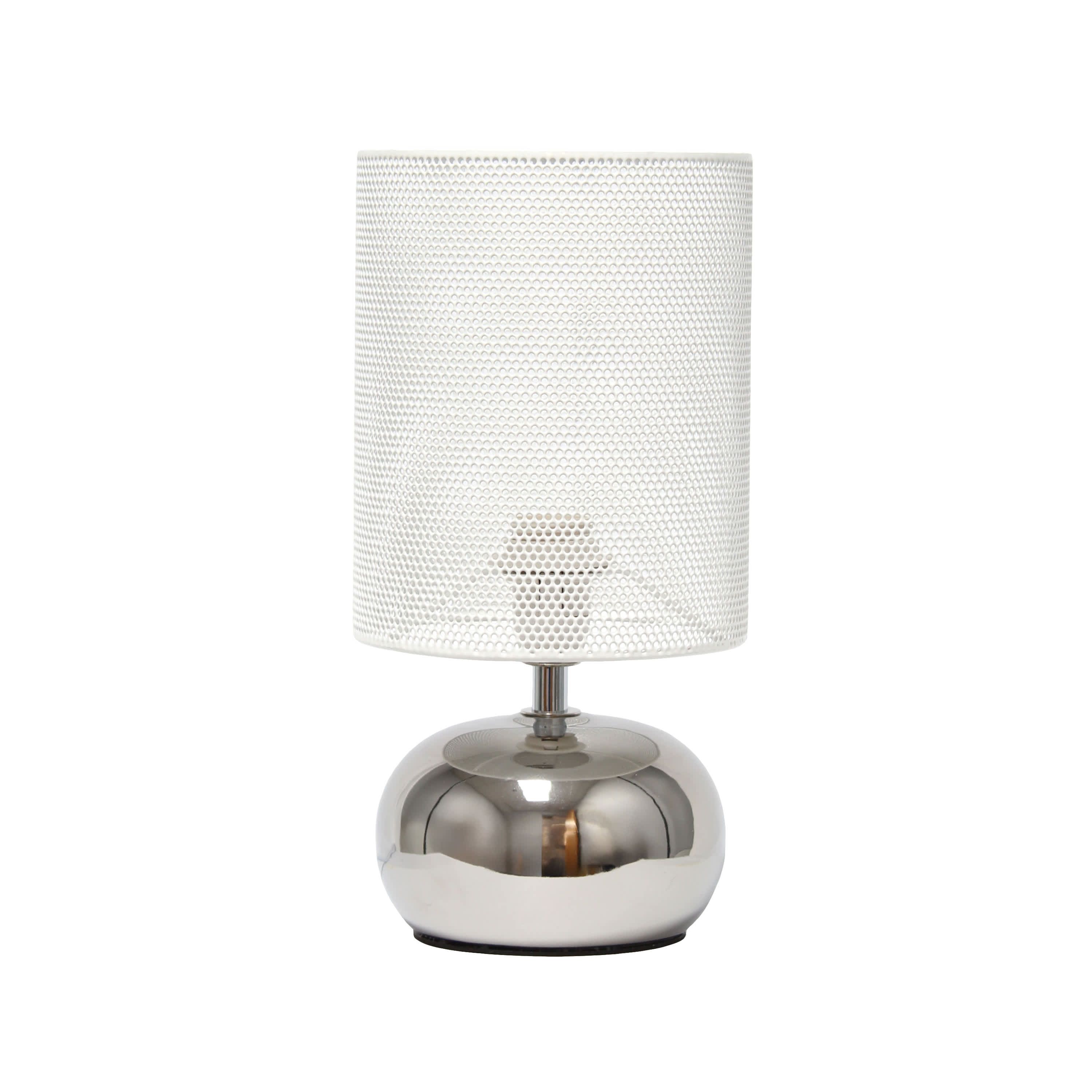 10.04" Mesh Around Bedside Mini Ceramic Table Lamp With Matching Mesh Shade, Gray