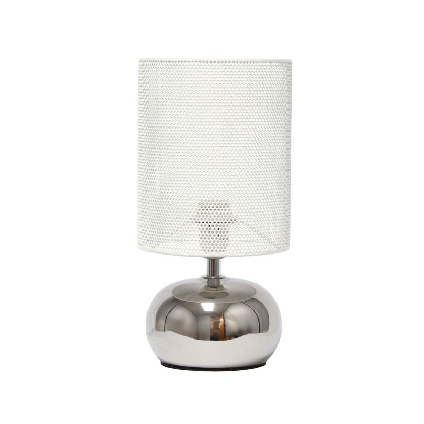 10.04" Mesh Around Bedside Mini Ceramic Table Lamp With Matching Mesh Shade, Gray