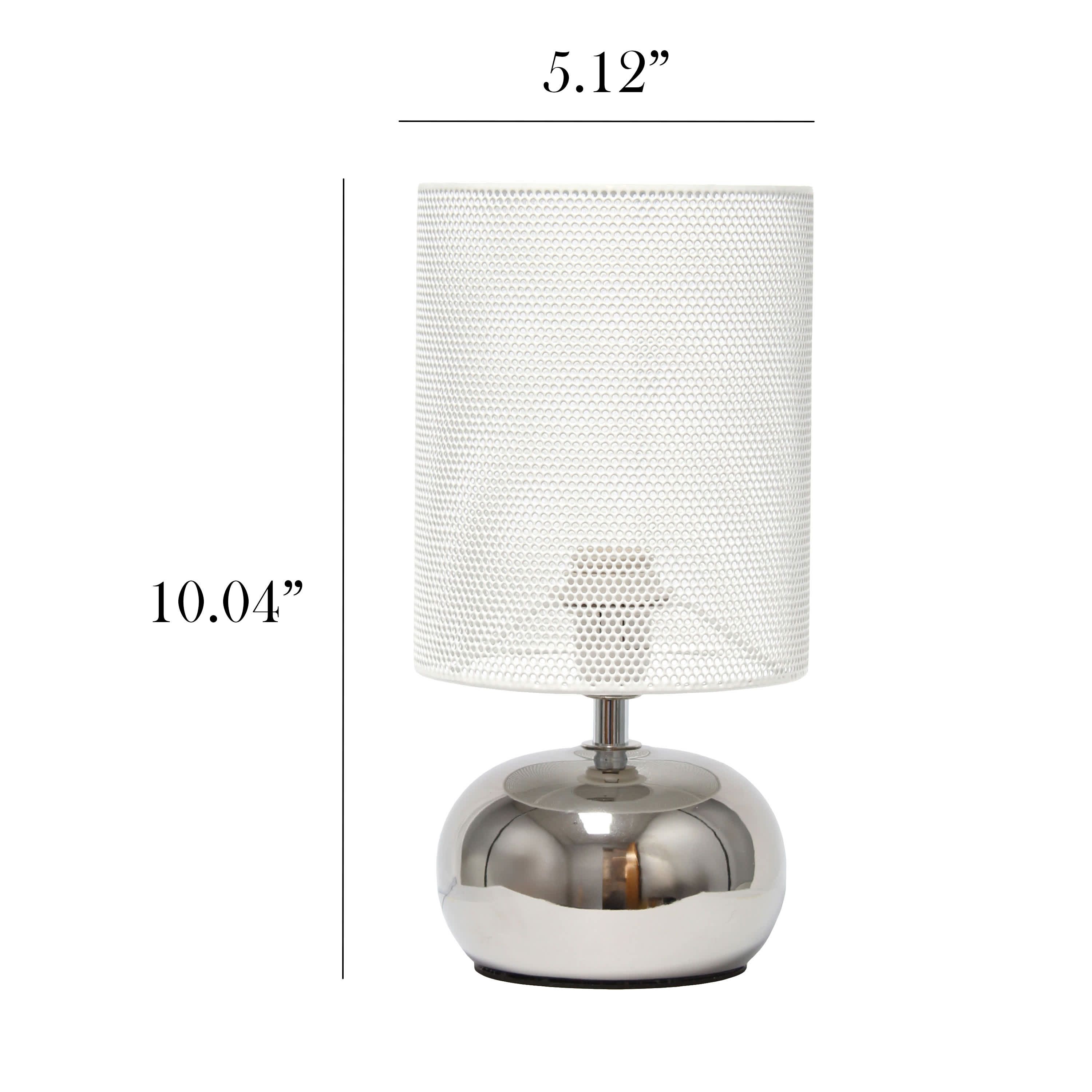 10.04" Mesh Around Bedside Mini Ceramic Table Lamp With Matching Mesh Shade, Gray