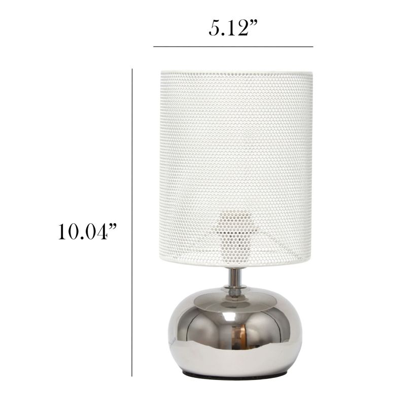 10.04" Mesh Around Bedside Mini Ceramic Table Lamp With Matching Mesh Shade, Gray