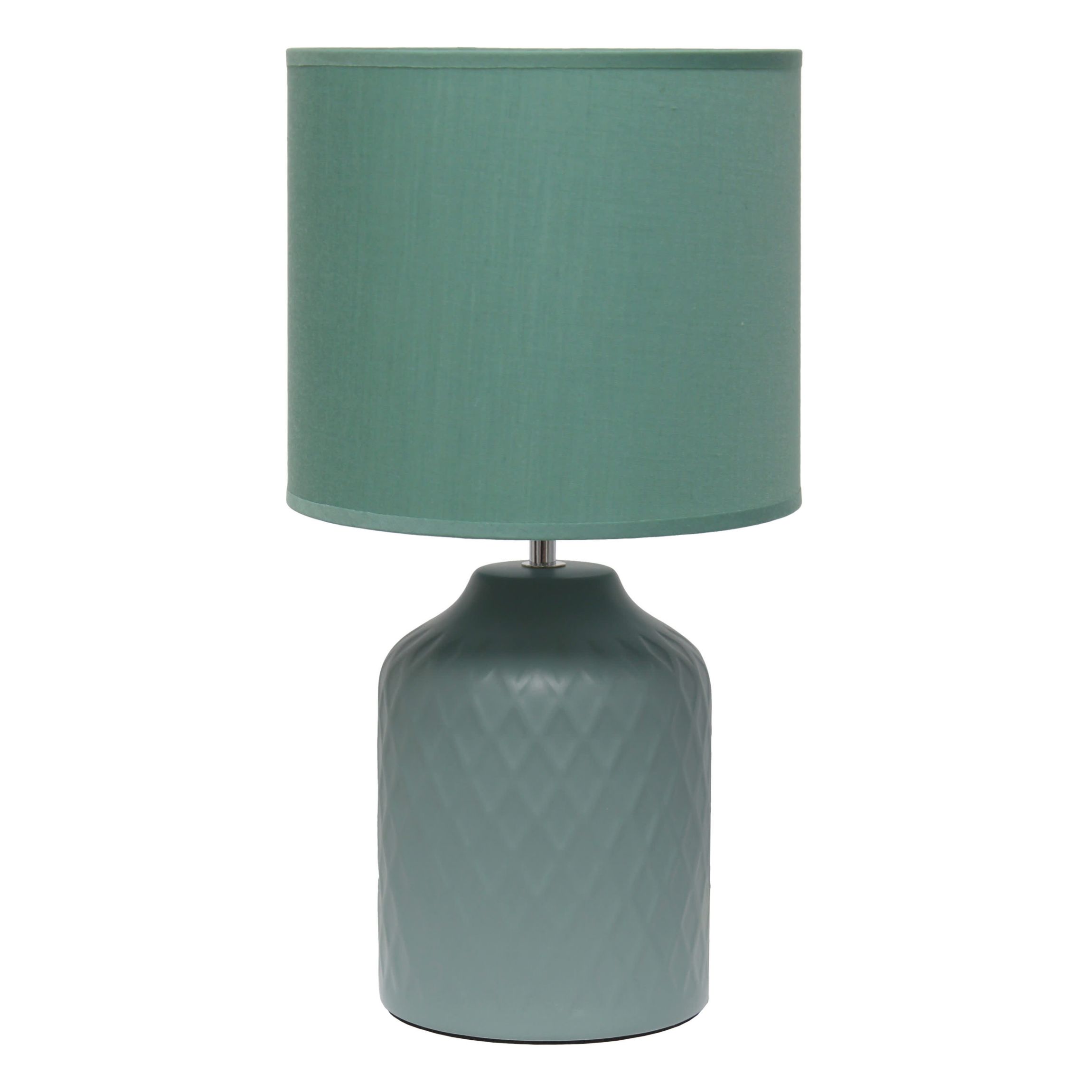 17.25" Touch of Chevron Ceramic Table Lamp with Matching Drum Shade, Gray