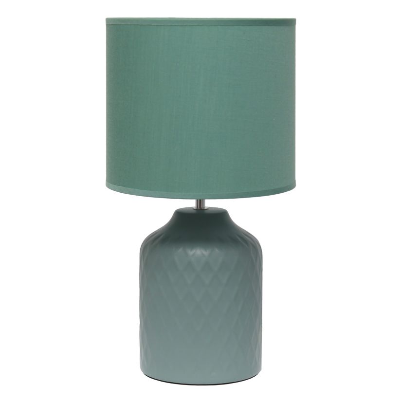17.25" Touch of Chevron Ceramic Table Lamp with Matching Drum Shade, Gray