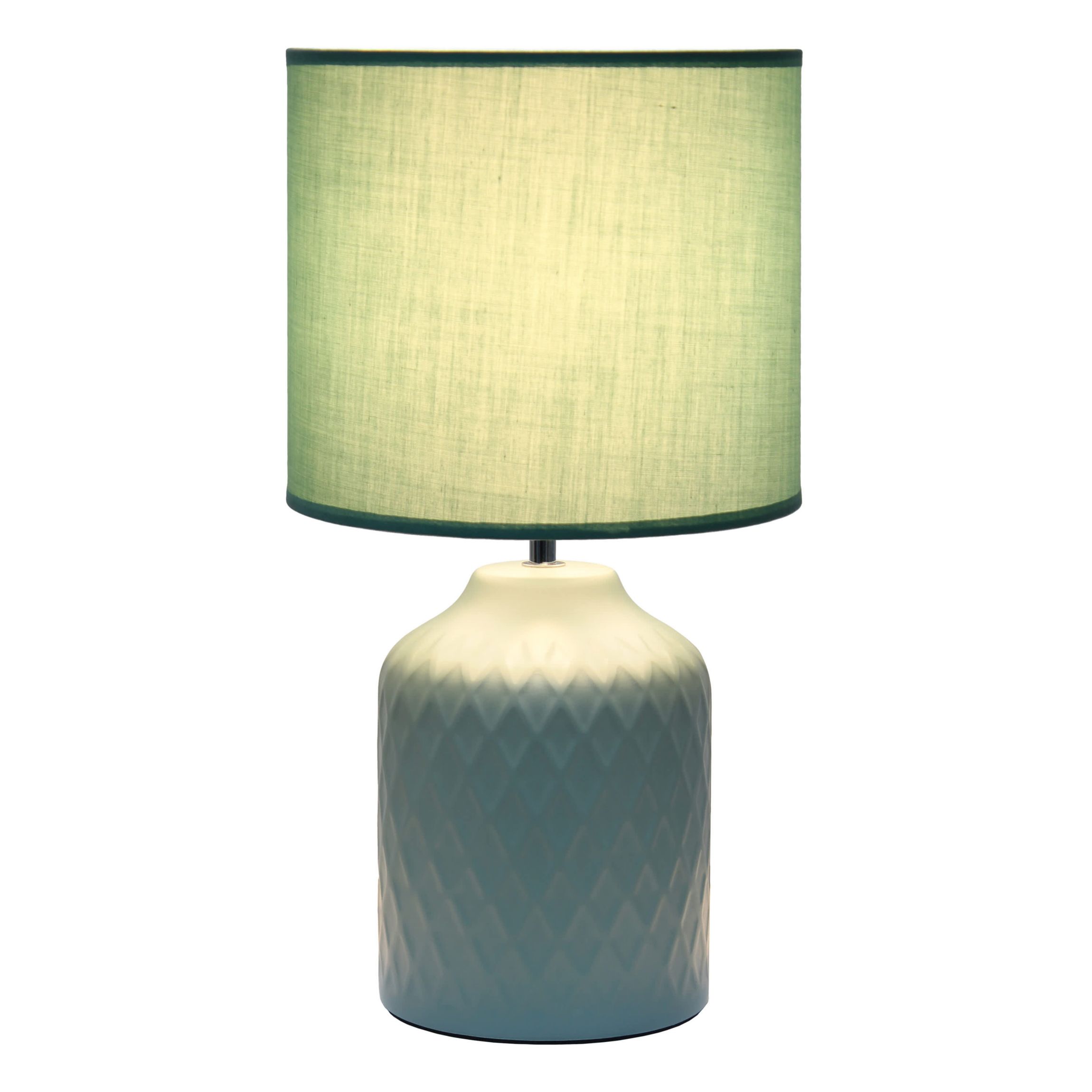 17.25" Touch of Chevron Ceramic Table Lamp with Matching Drum Shade, Gray