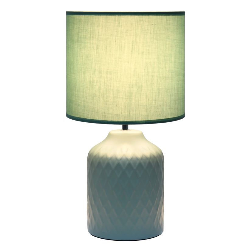 17.25" Touch of Chevron Ceramic Table Lamp with Matching Drum Shade, Gray
