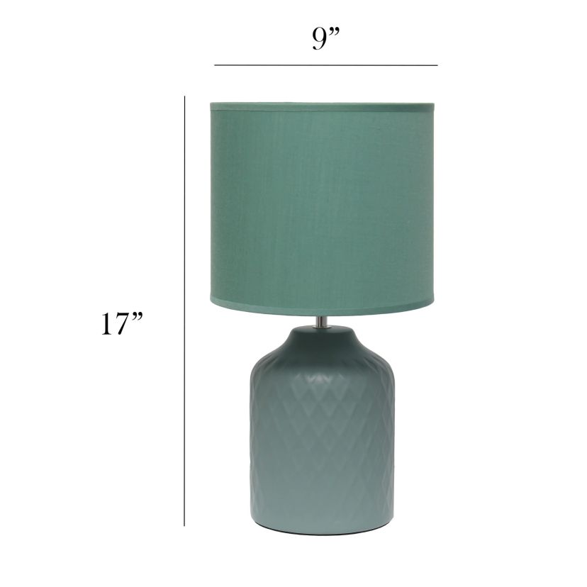 17.25" Touch of Chevron Ceramic Table Lamp with Matching Drum Shade, Gray