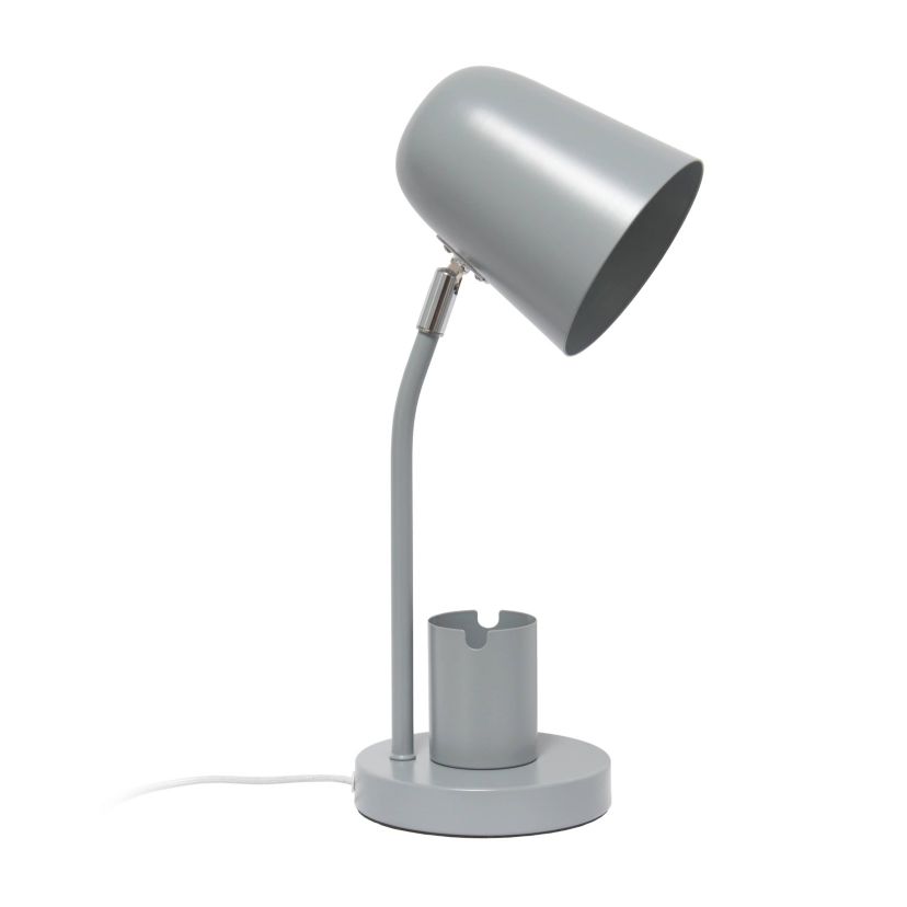 15.75" Sleek Essentials Metal Table Desk Lamp with Compartment, for Office, Blue