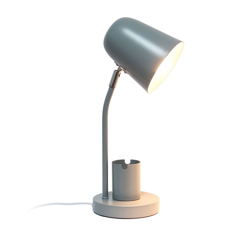 15.75" Sleek Essentials Metal Table Desk Lamp with Compartment, for Office, Blue
