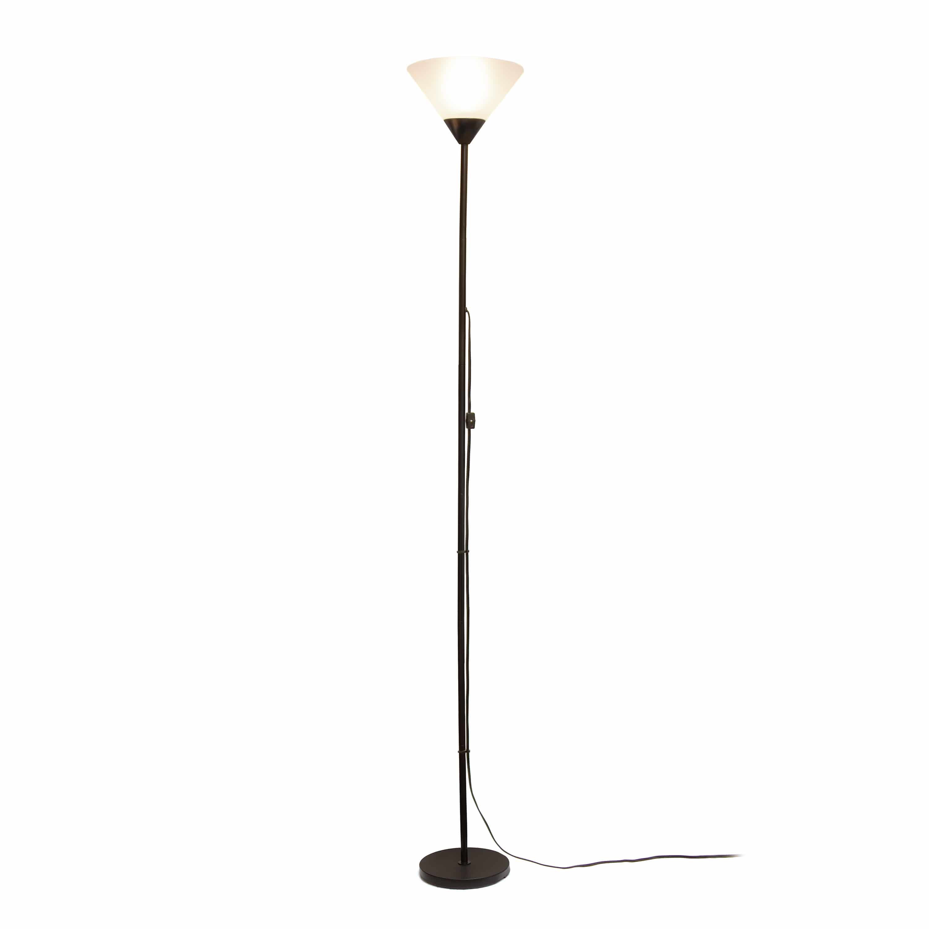 70" 1 Light Stick Torchiere Floor Lamp with LED Bulb, Black