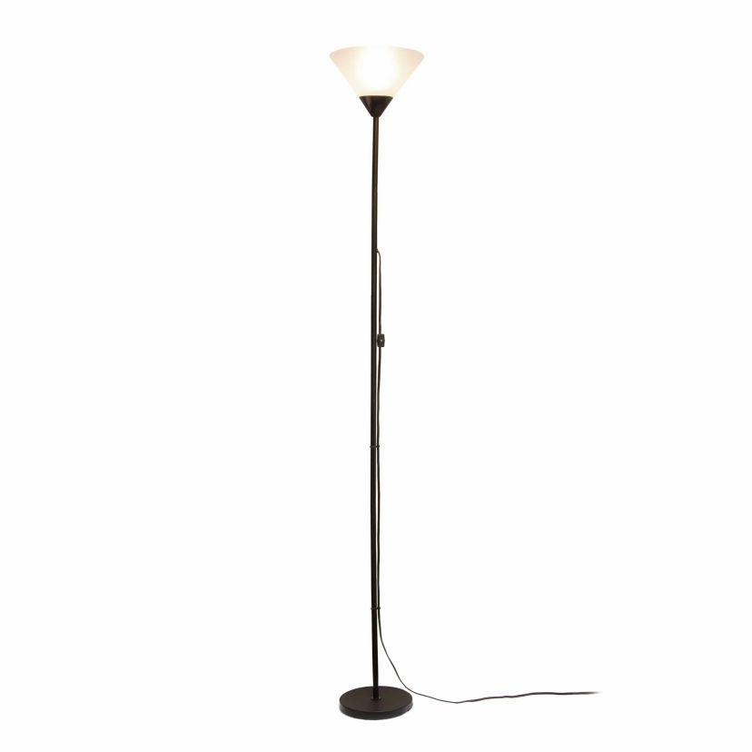 70" 1 Light Stick Torchiere Floor Lamp with LED Bulb, Black