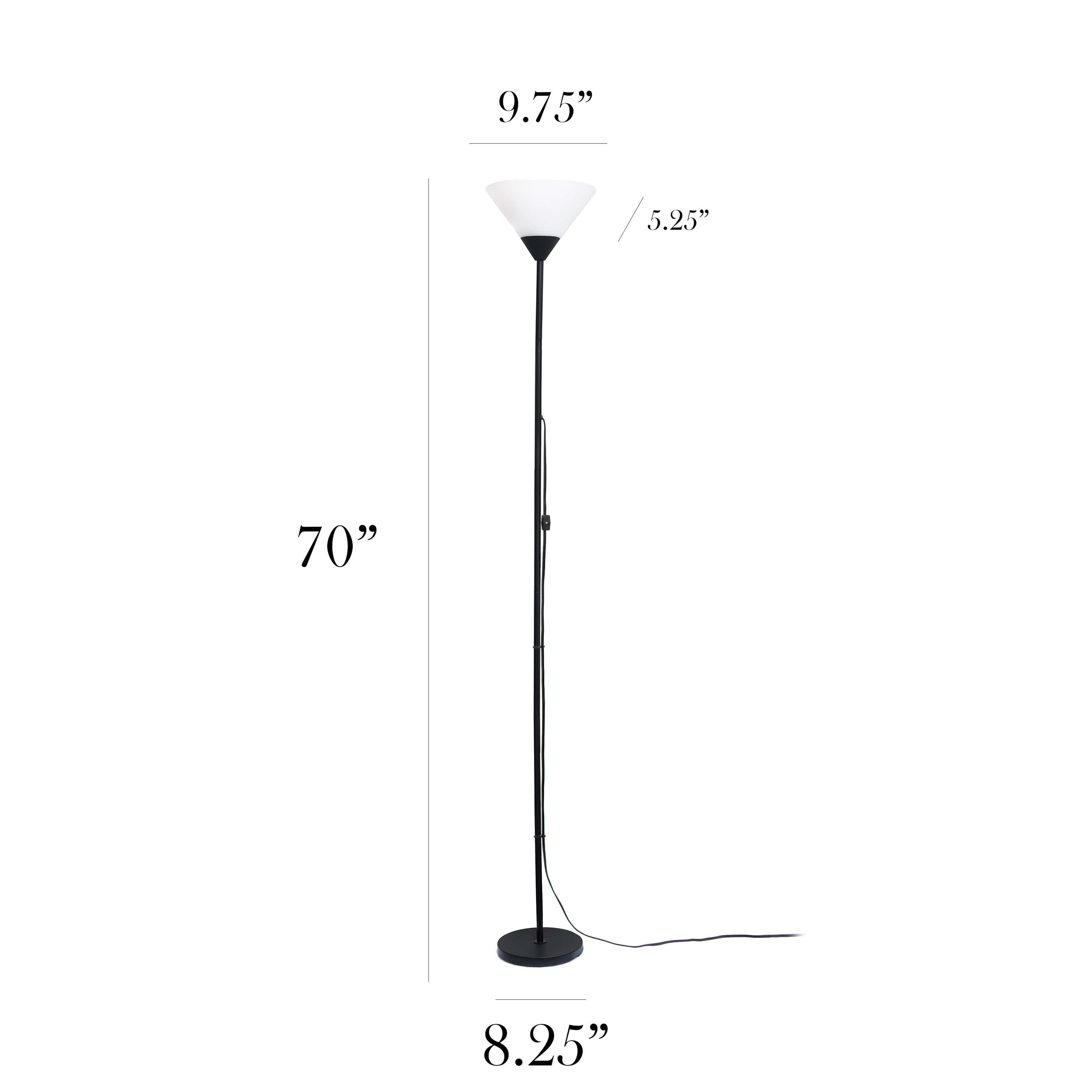 70" 1 Light Stick Torchiere Floor Lamp with LED Bulb, Black