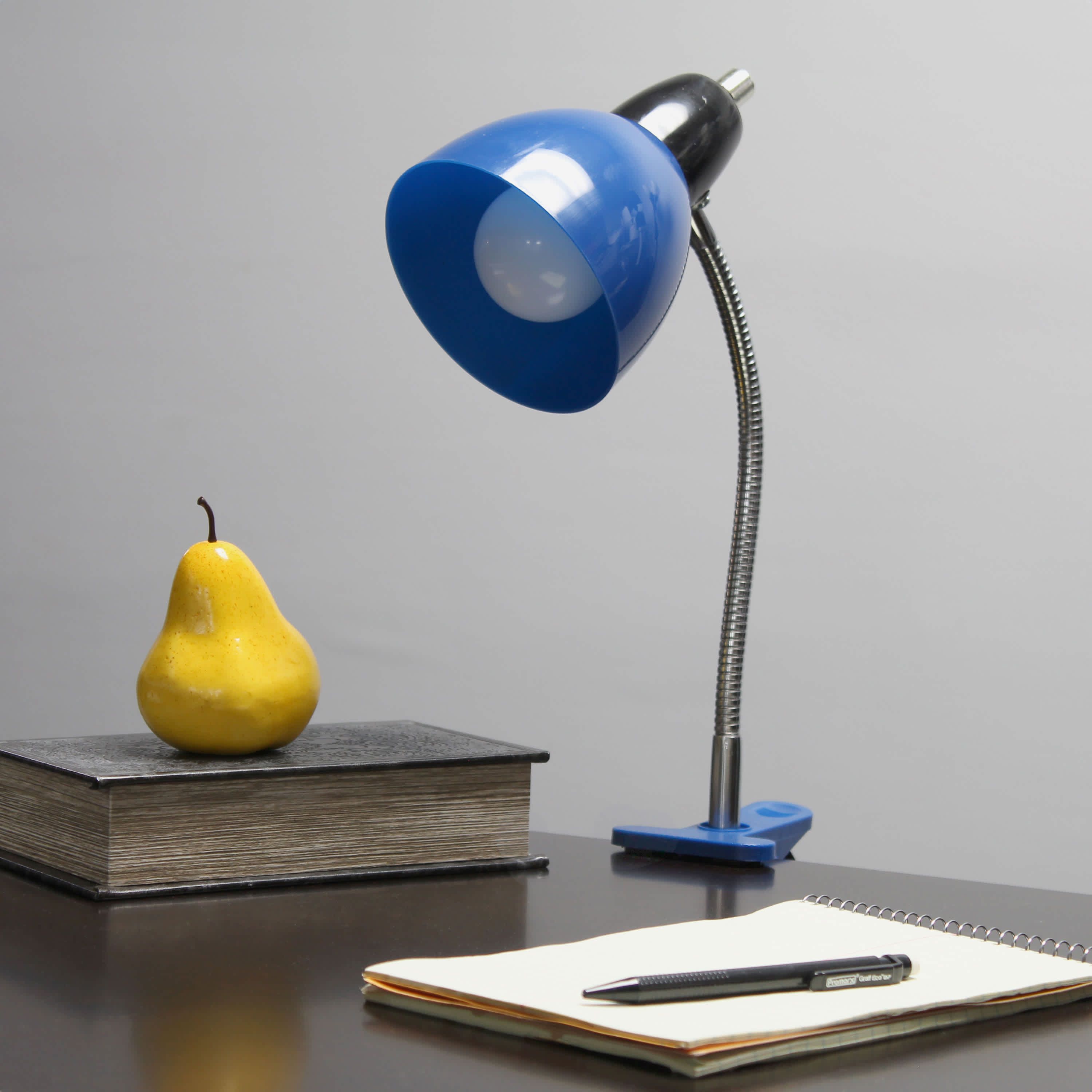 15.25" Basic Clip On Reading Light with Flexible Gooseneck, for Office, Desk, Study Nook, Workspace, Blue