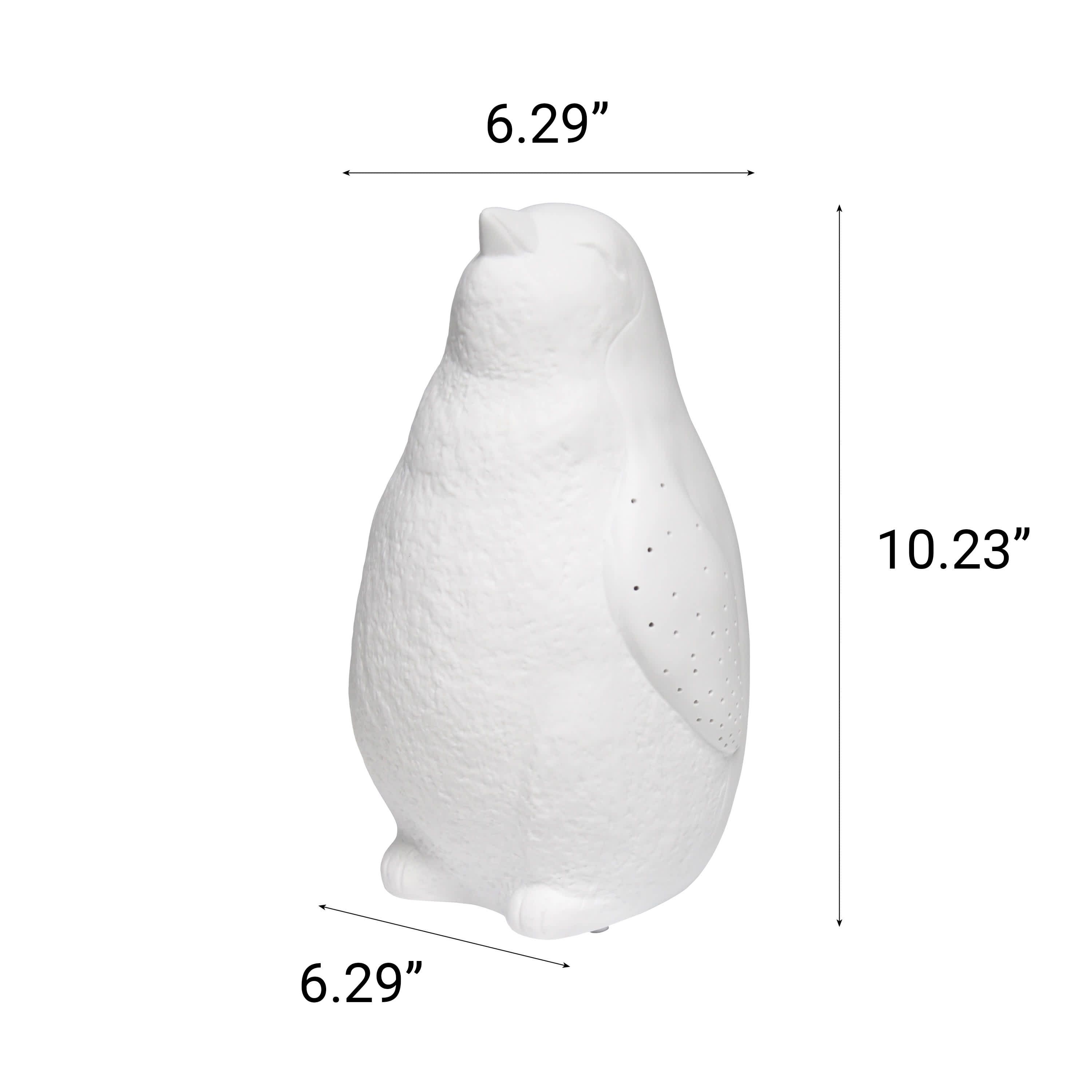 10.23" Playful Ceramic Polar Penguin Light, for Home Décor, Nightstand, End Table, Entryway, Bookshelf, Kids Room, White