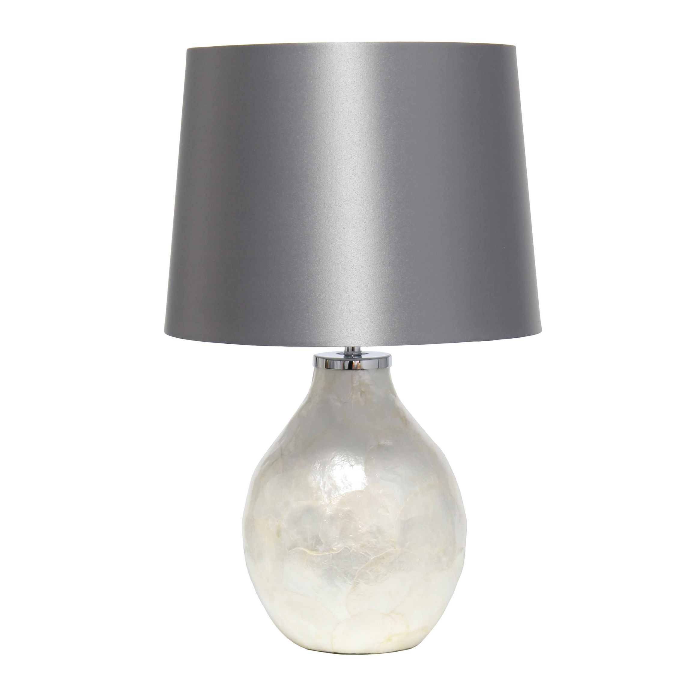18" Opalescent Pearl Table Lamp with Light Brown Shade, for Living Room, Bedroom, Office, Dining Room, Entryway, Pearl