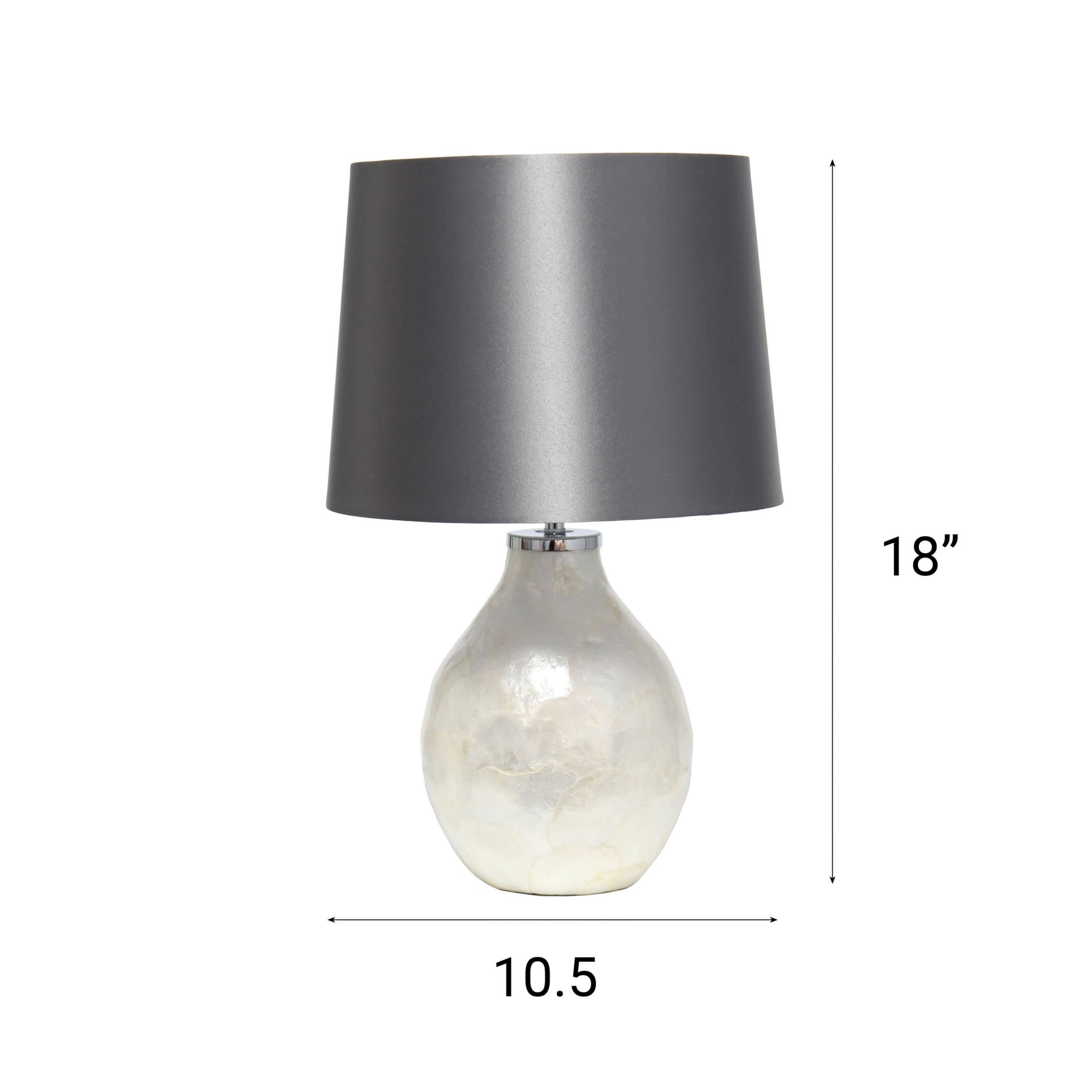 18" Opalescent Pearl Table Lamp with Light Brown Shade, for Living Room, Bedroom, Office, Dining Room, Entryway, Pearl