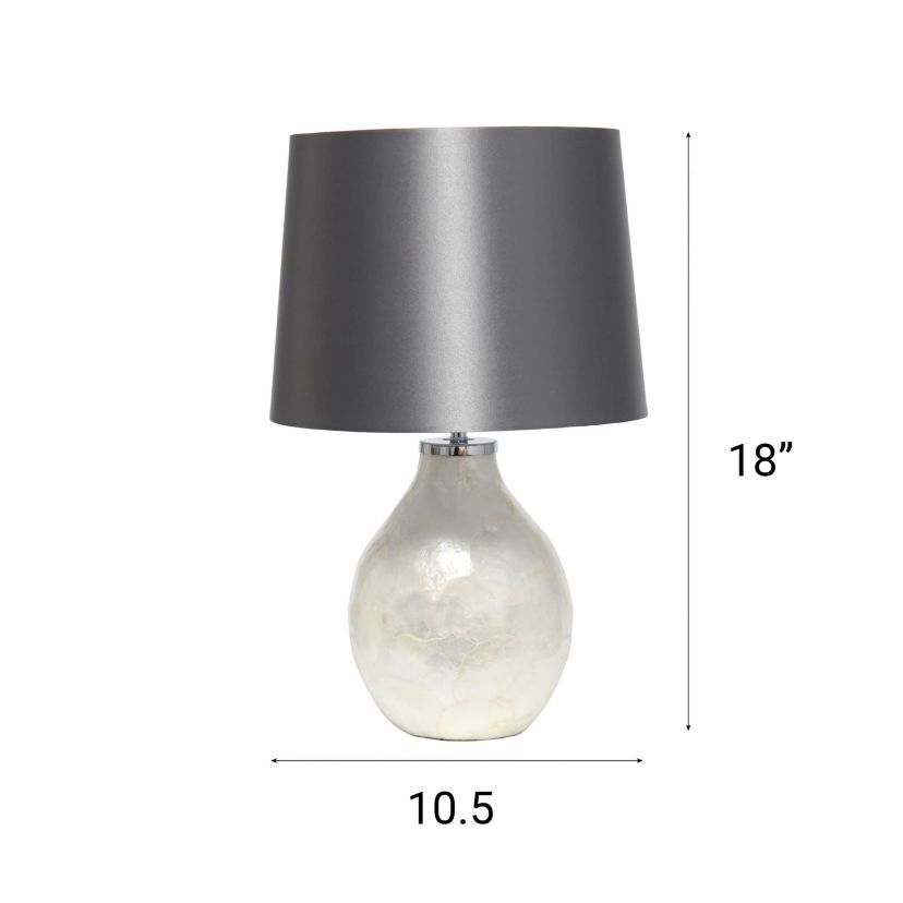 18" Opalescent Pearl Table Lamp with Light Brown Shade, for Living Room, Bedroom, Office, Dining Room, Entryway, Pearl