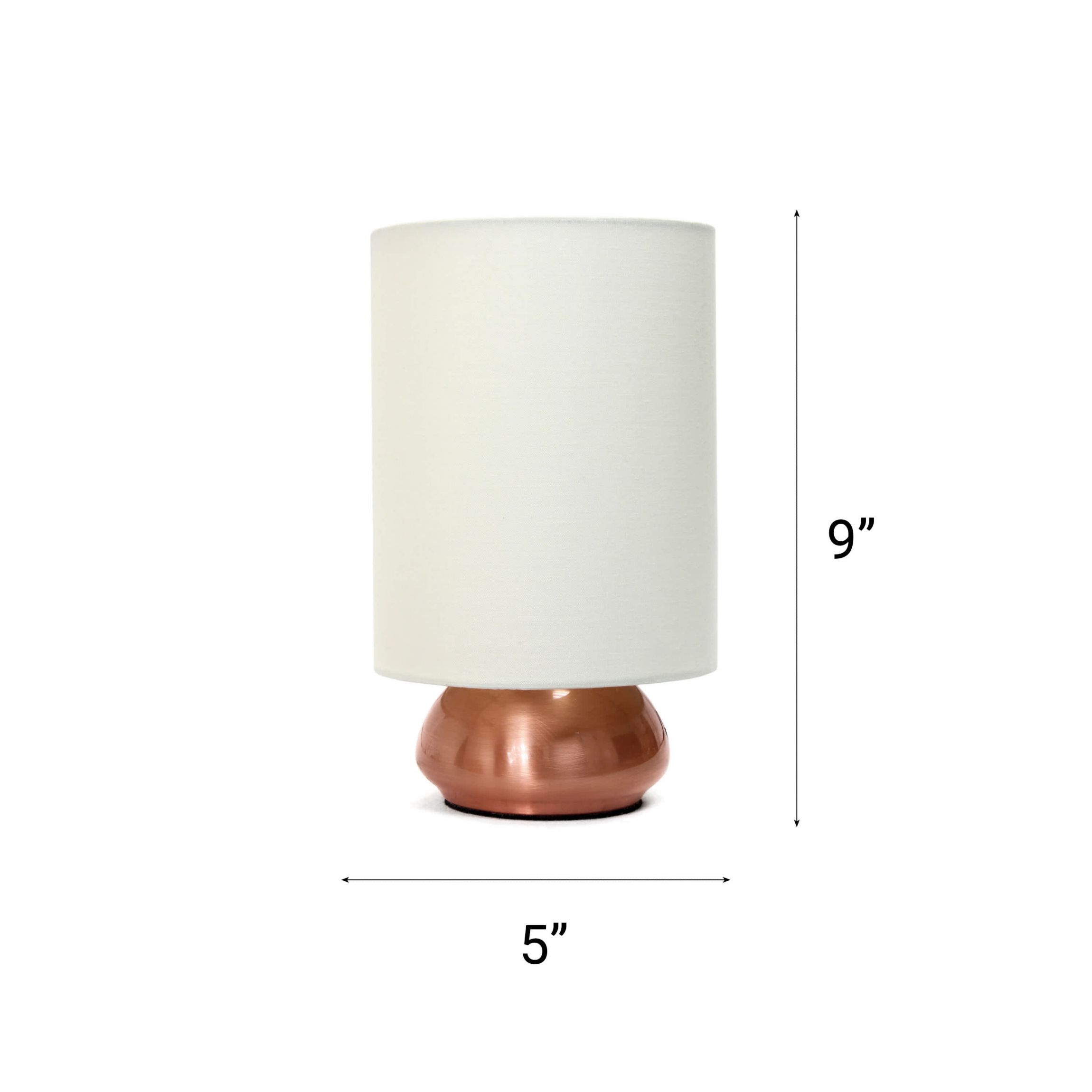 9" Chic Elongated Shade Mini Touch Lamp Duo, for Bedroom, Living Room, Hallway, Rose Gold with Cream Shades