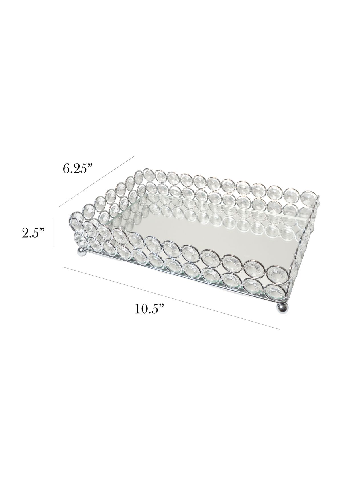 Elipse Crystal Decorative Mirrored Vanity Organizer Tray
