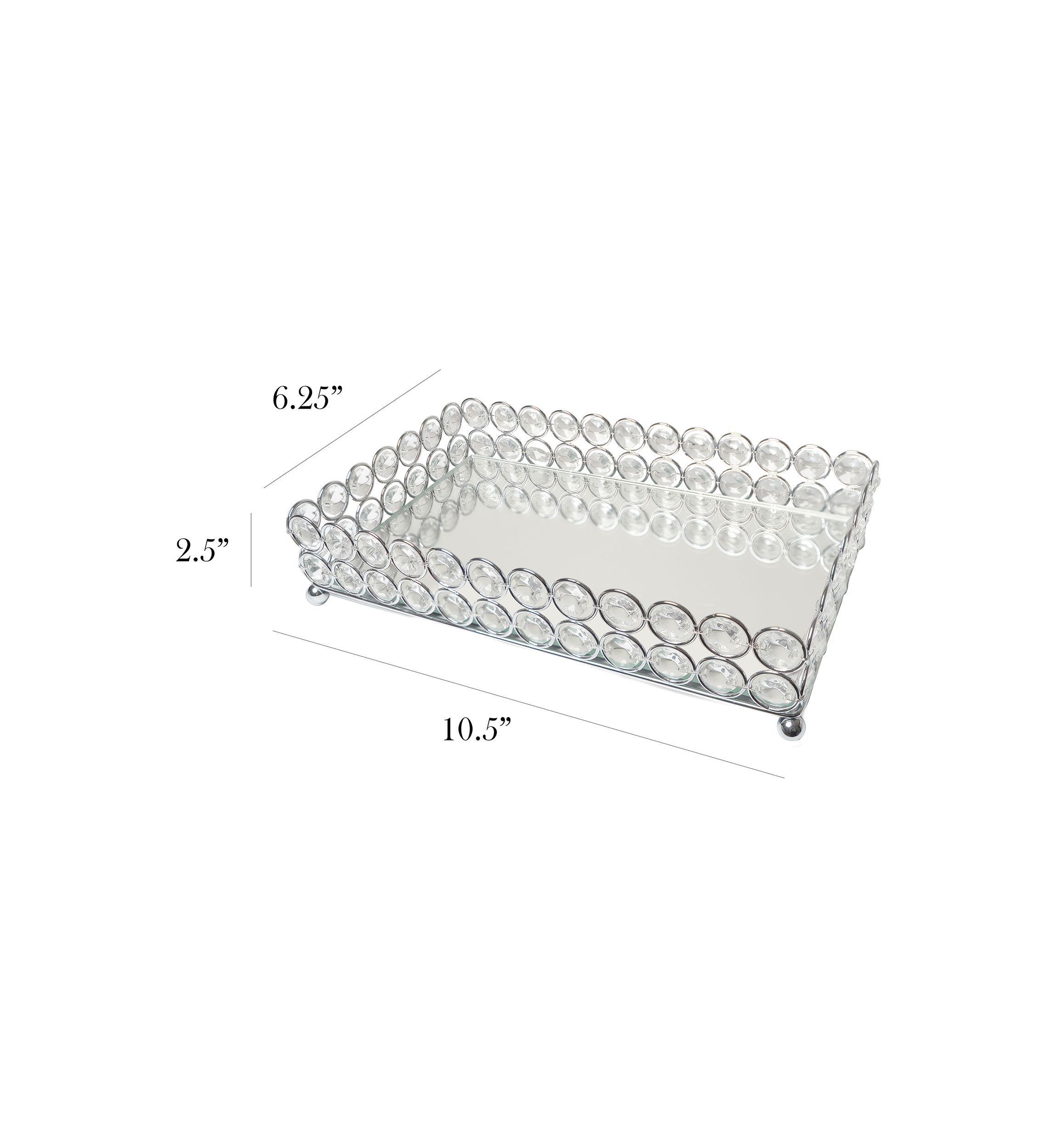 Elipse Crystal Decorative Mirrored Vanity Organizer Tray