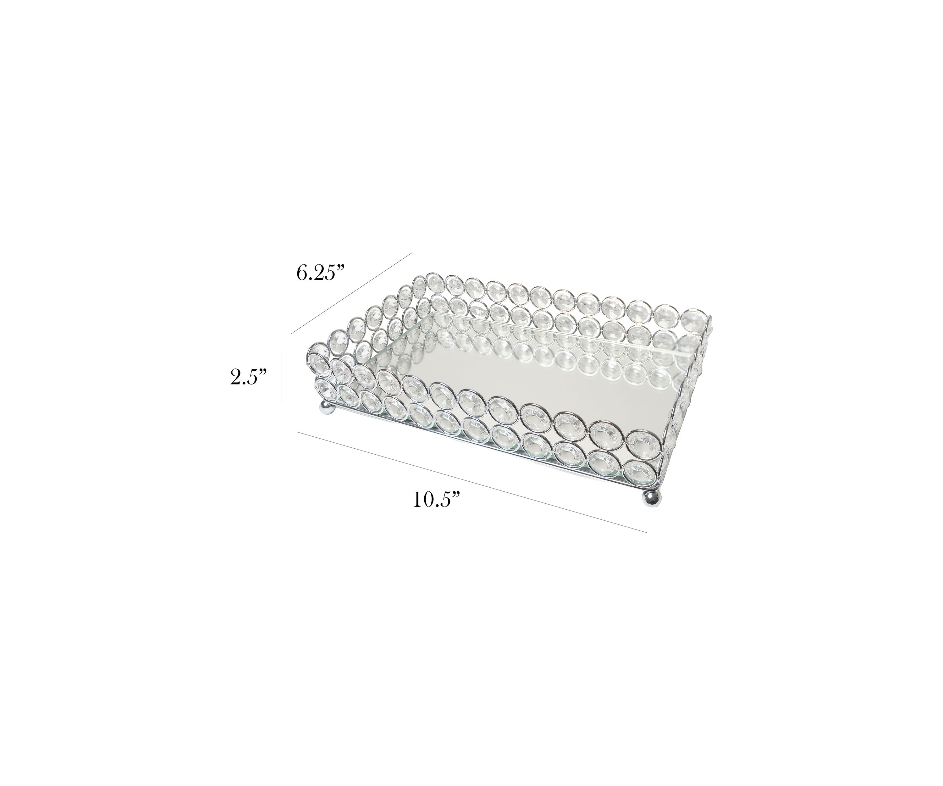 Elipse Crystal Decorative Mirrored Vanity Organizer Tray