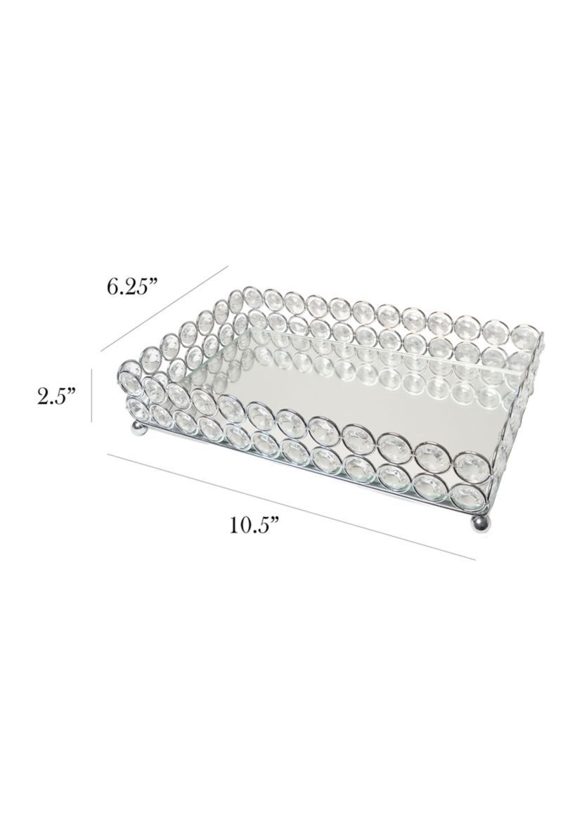 Elipse Crystal Decorative Mirrored Vanity Organizer Tray