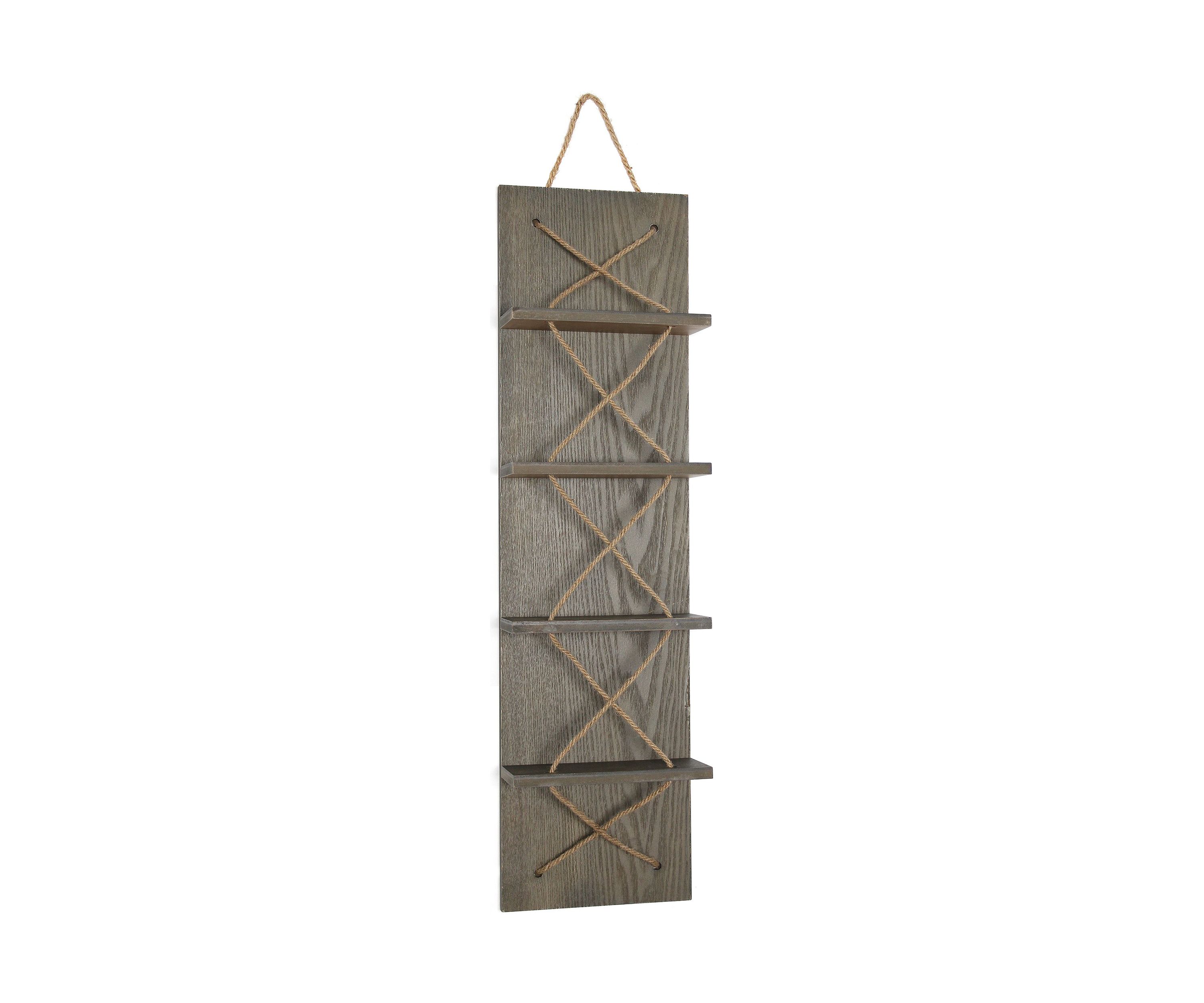 Positano Nautical Rope 4 Bottle Vertical Wall Mounted Wood Wine Rack