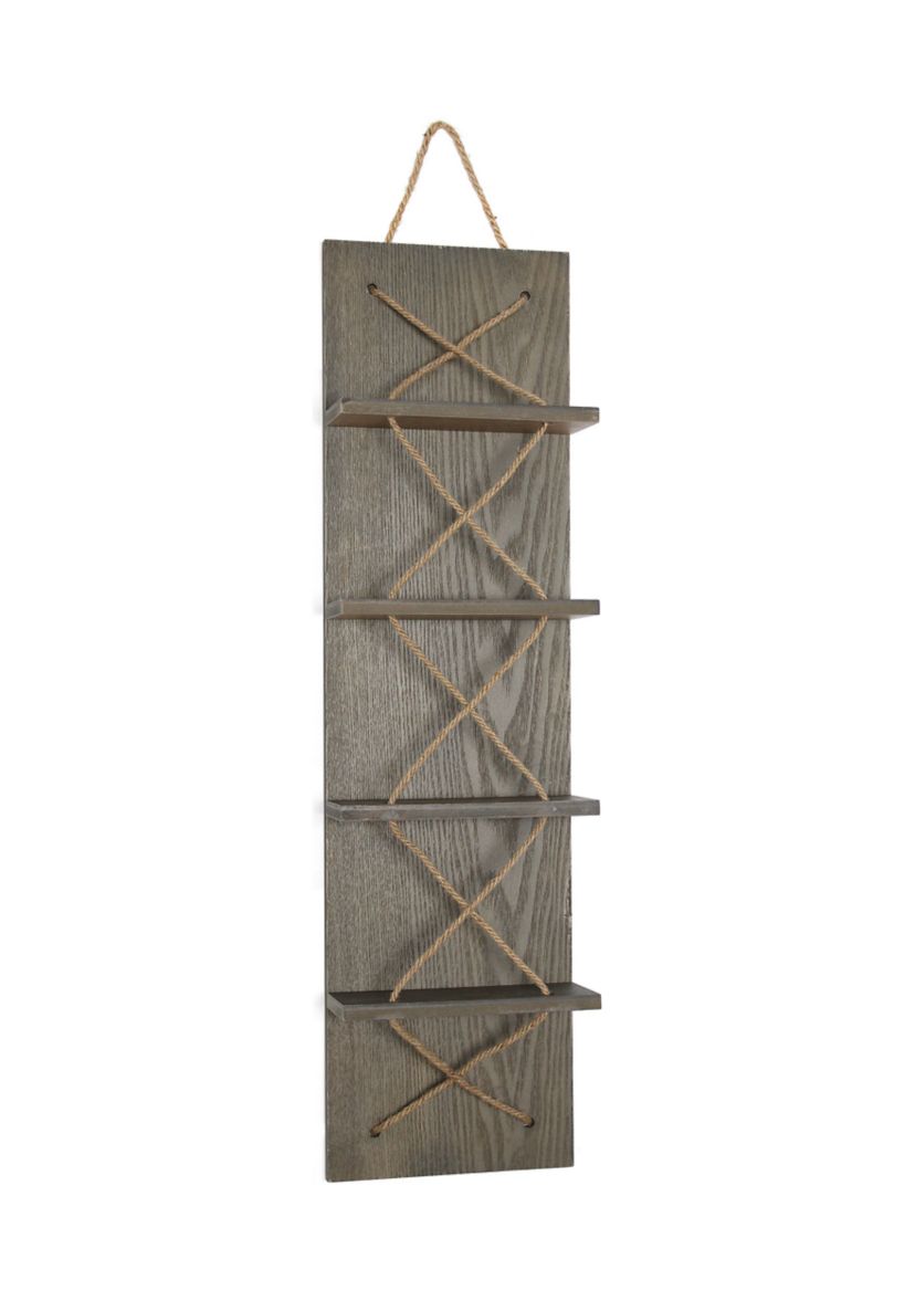Positano Nautical Rope 4 Bottle Vertical Wall Mounted Wood Wine Rack