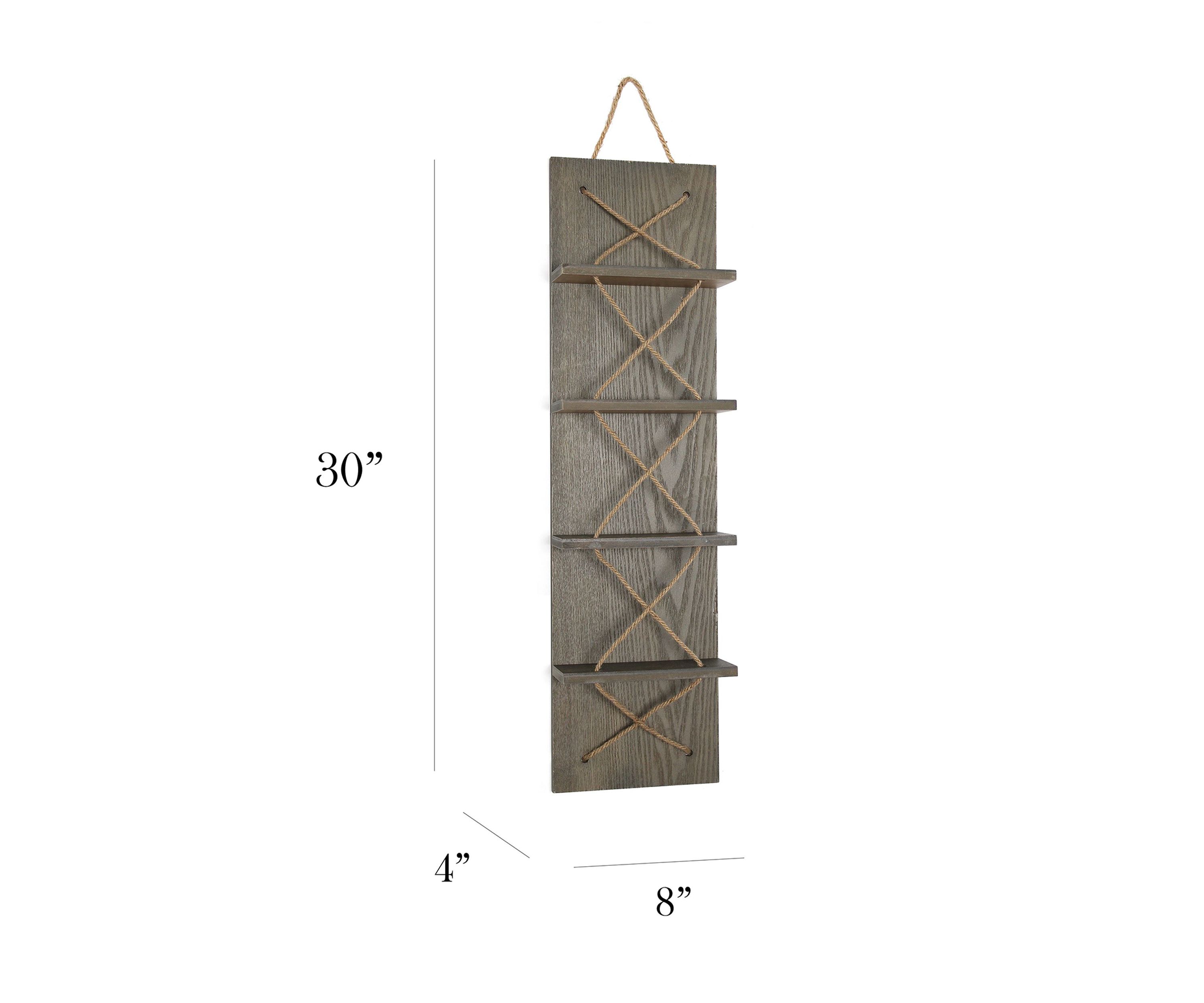 Positano Nautical Rope 4 Bottle Vertical Wall Mounted Wood Wine Rack