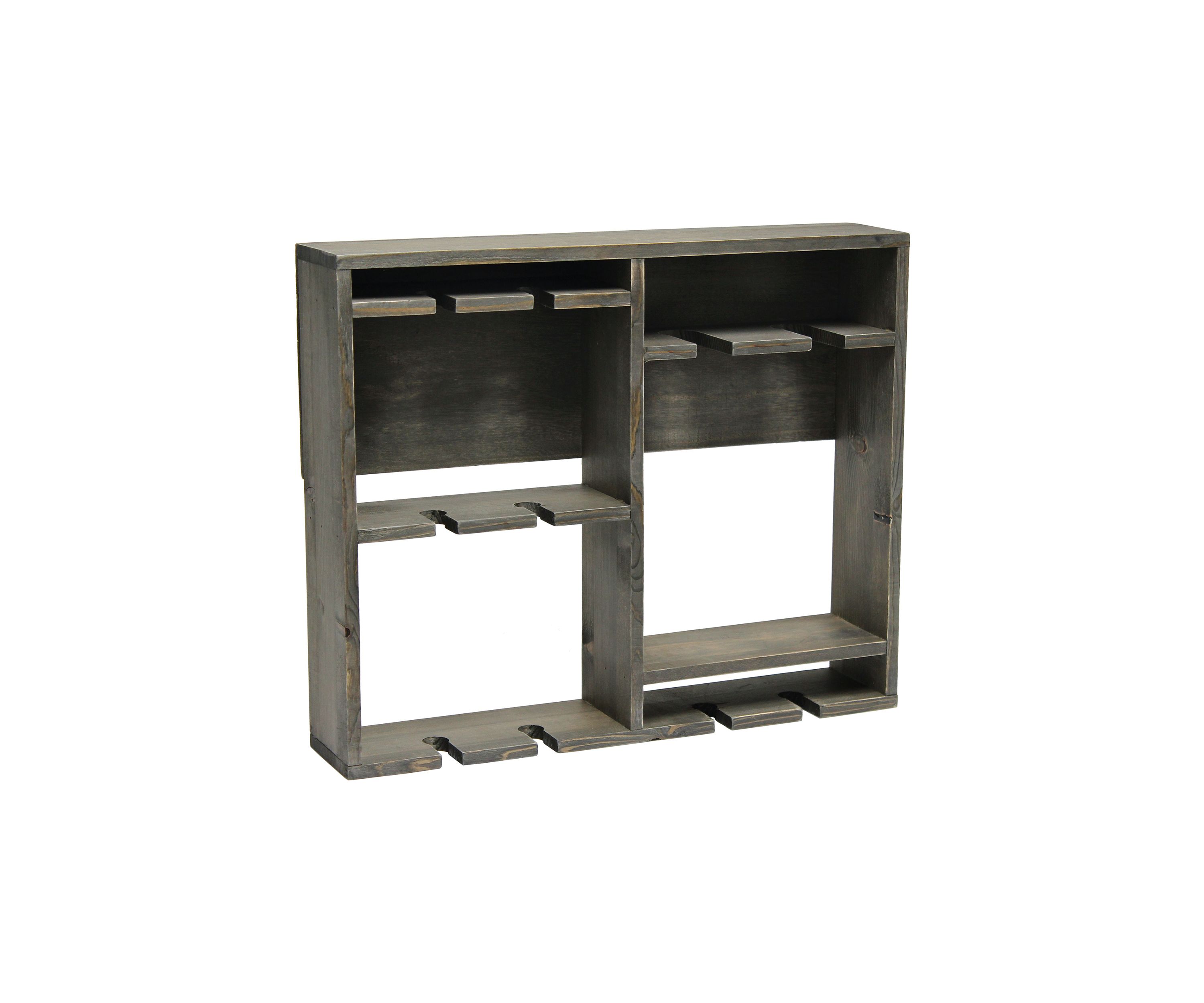 Bartow Wall Mounted Wood Wine Rack Shelf with Glass Holder