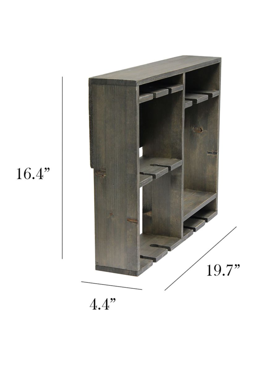 Bartow Wall Mounted Wood Wine Rack Shelf with Glass Holder