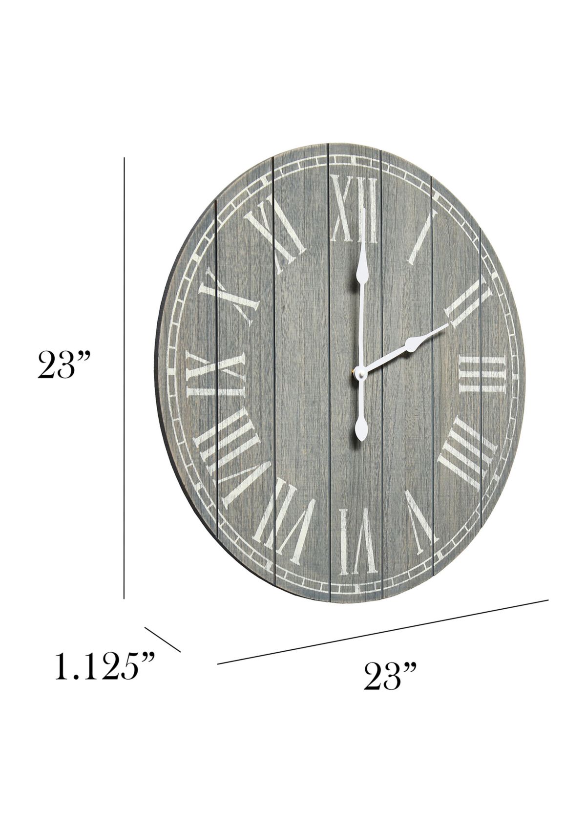 Wood Plank 23" Large Rustic Coastal Wall Clock, Light Blue Wash