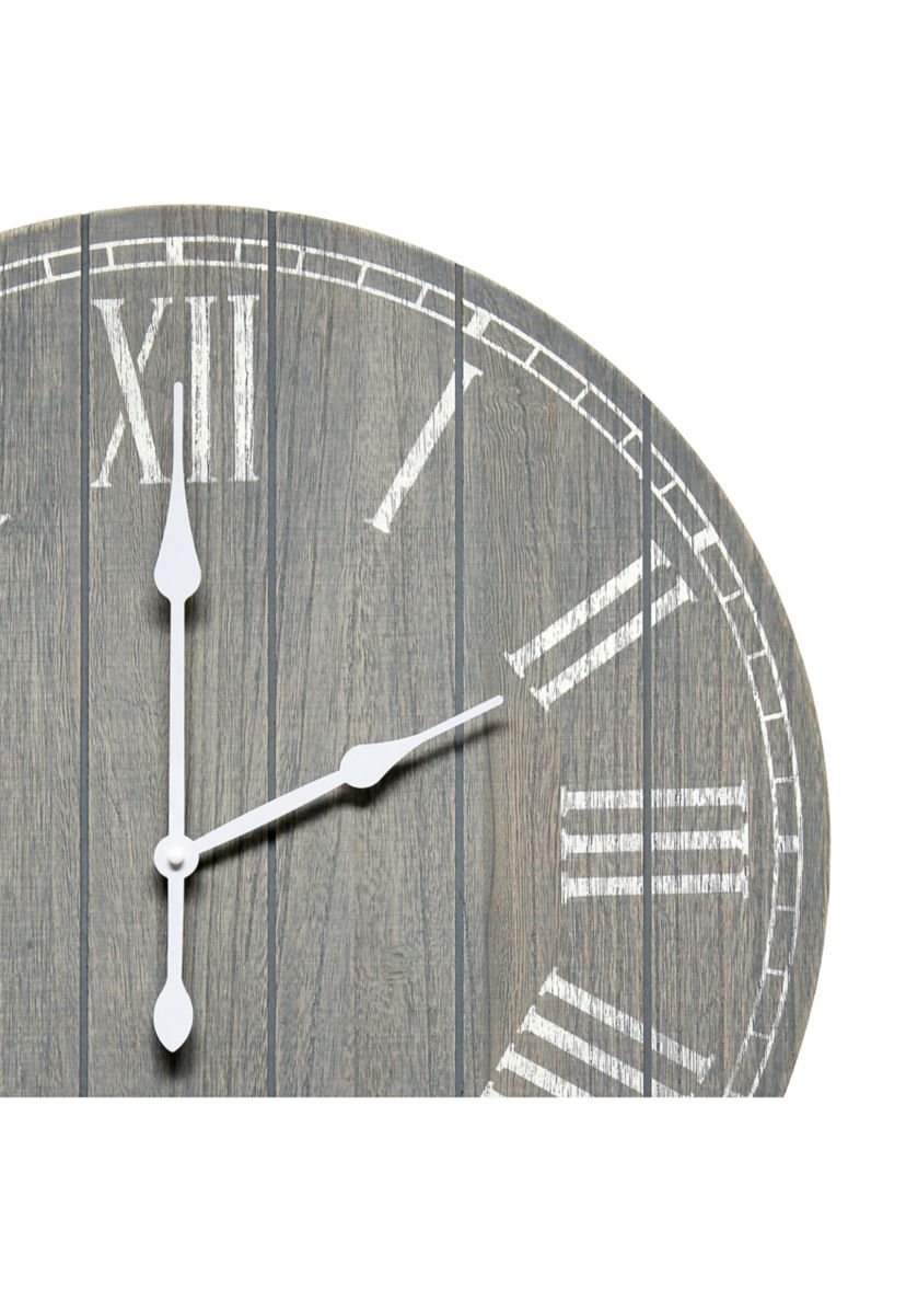 Wood Plank 23" Large Rustic Coastal Wall Clock, Light Blue Wash