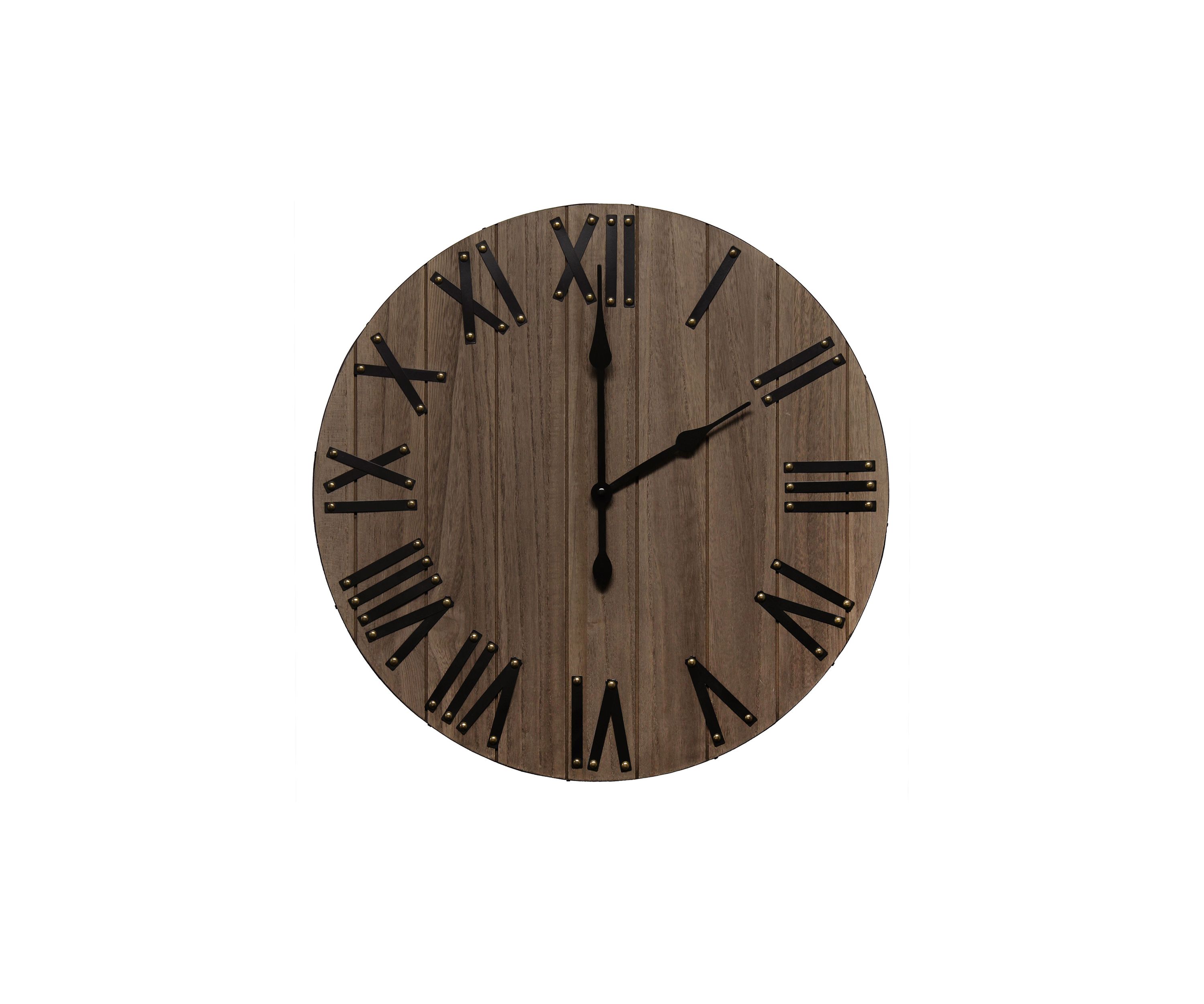 Handsome 21" Rustic Farmhouse Wood Wall Clock, White Wash