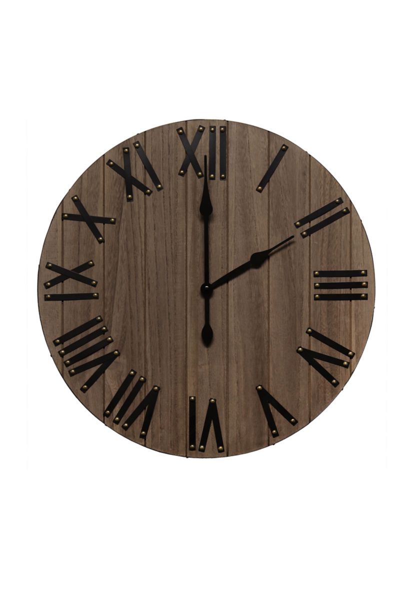Handsome 21" Rustic Farmhouse Wood Wall Clock, White Wash