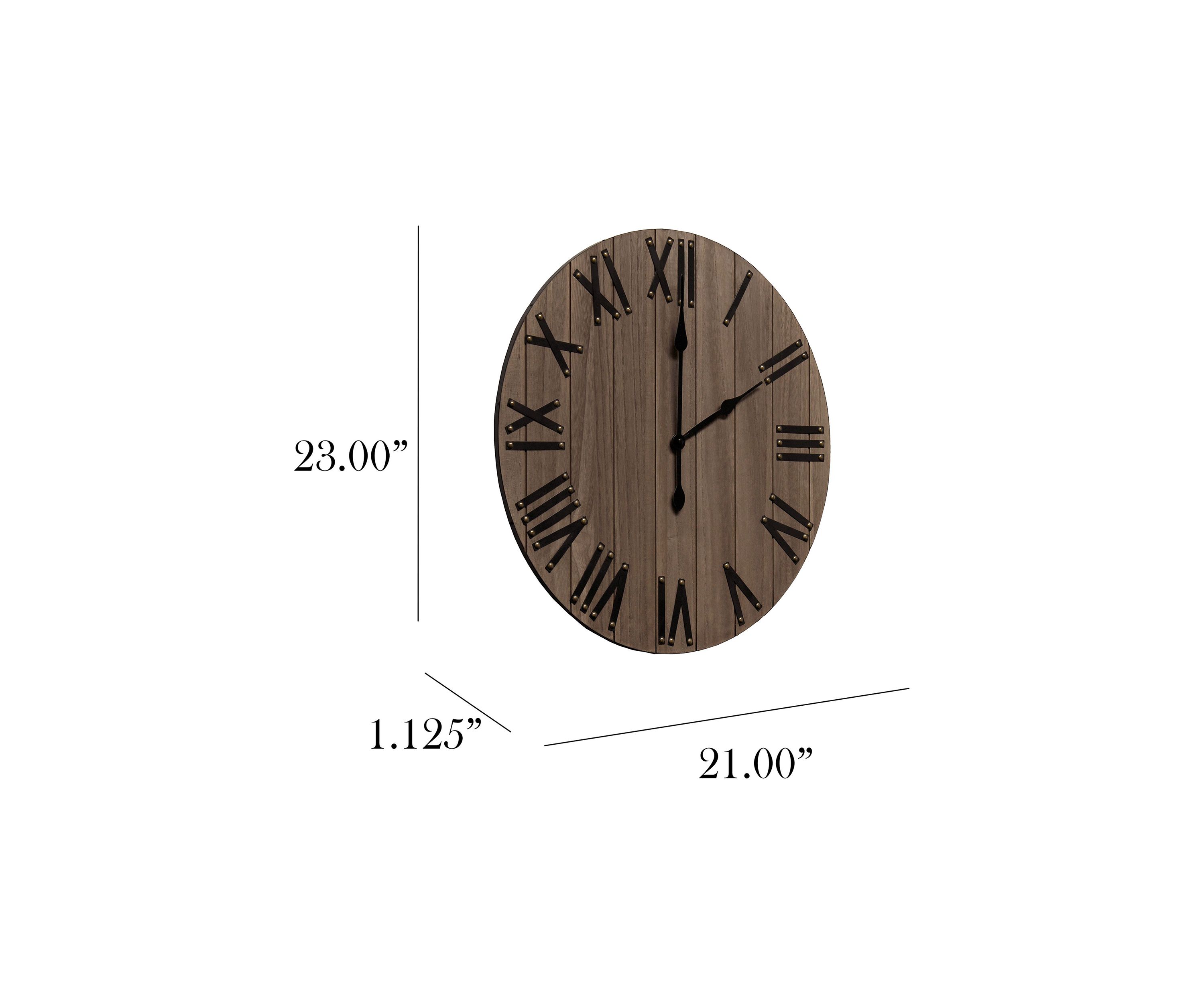 Handsome 21" Rustic Farmhouse Wood Wall Clock, White Wash