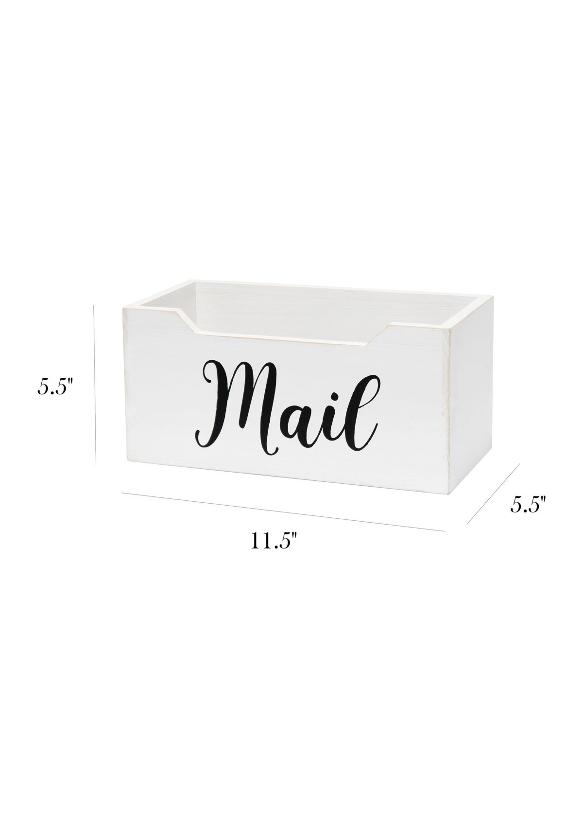 Rustic Farmhouse Wooden Tabletop Decorative Script Word "Mail" Organizer Box, Letter Holder, Gray Wash
