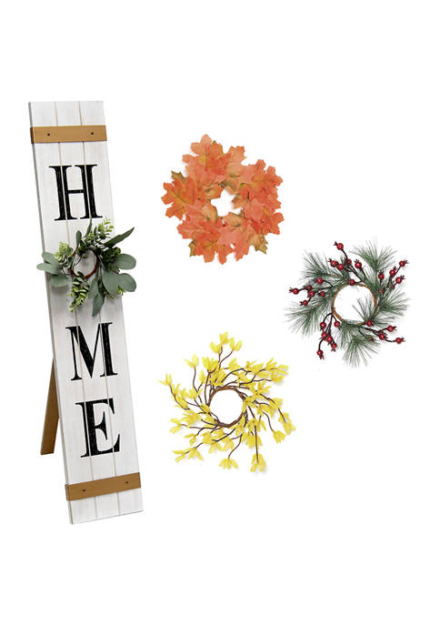 Elegant Designs Seasonal Wooden "Home" Porch Sign with