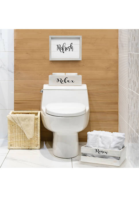 Elegant Designs Large 3-Piece Decorative Wood Bathroom Set