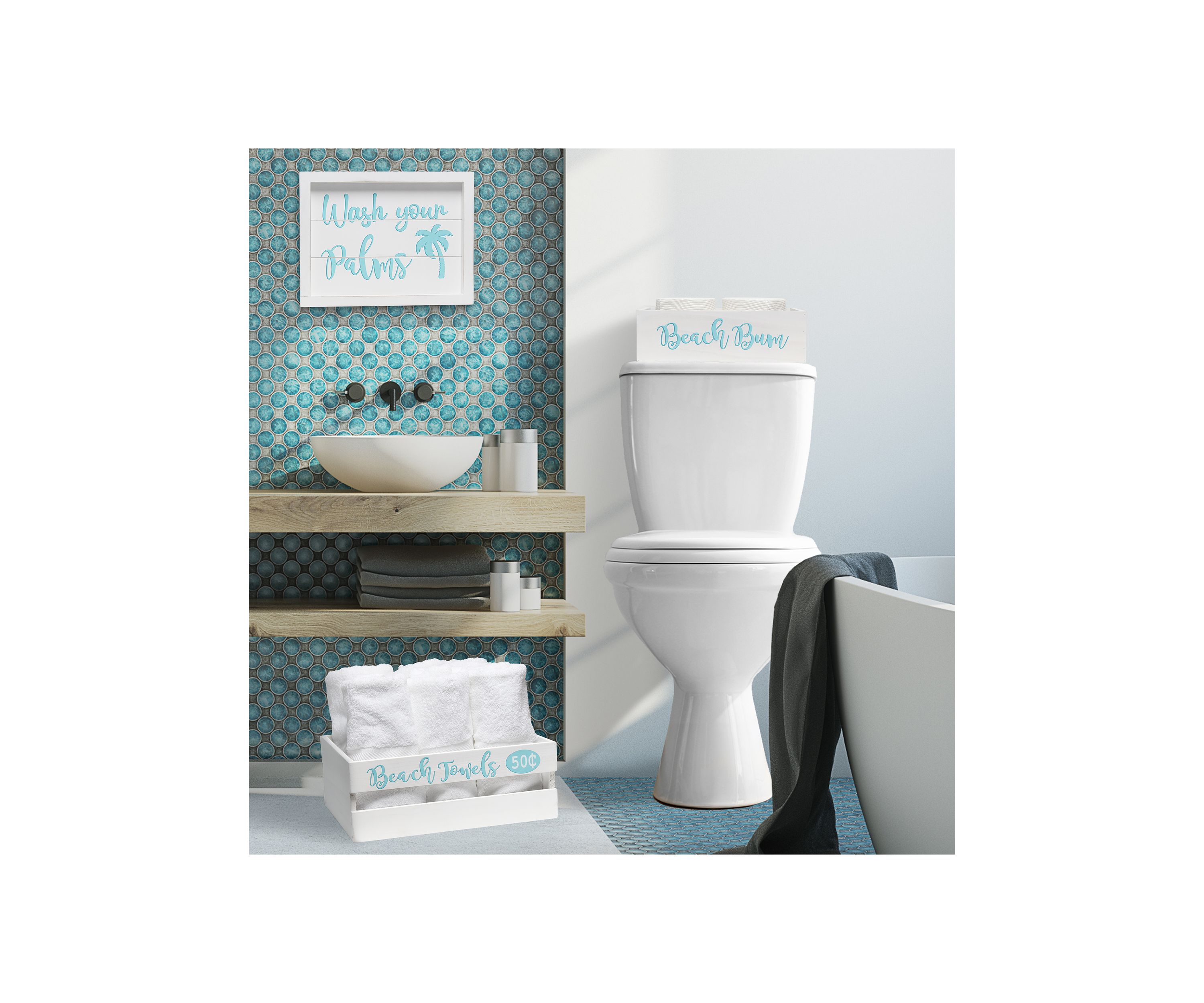 Large 3-Piece Decorative Coastal Bath Set