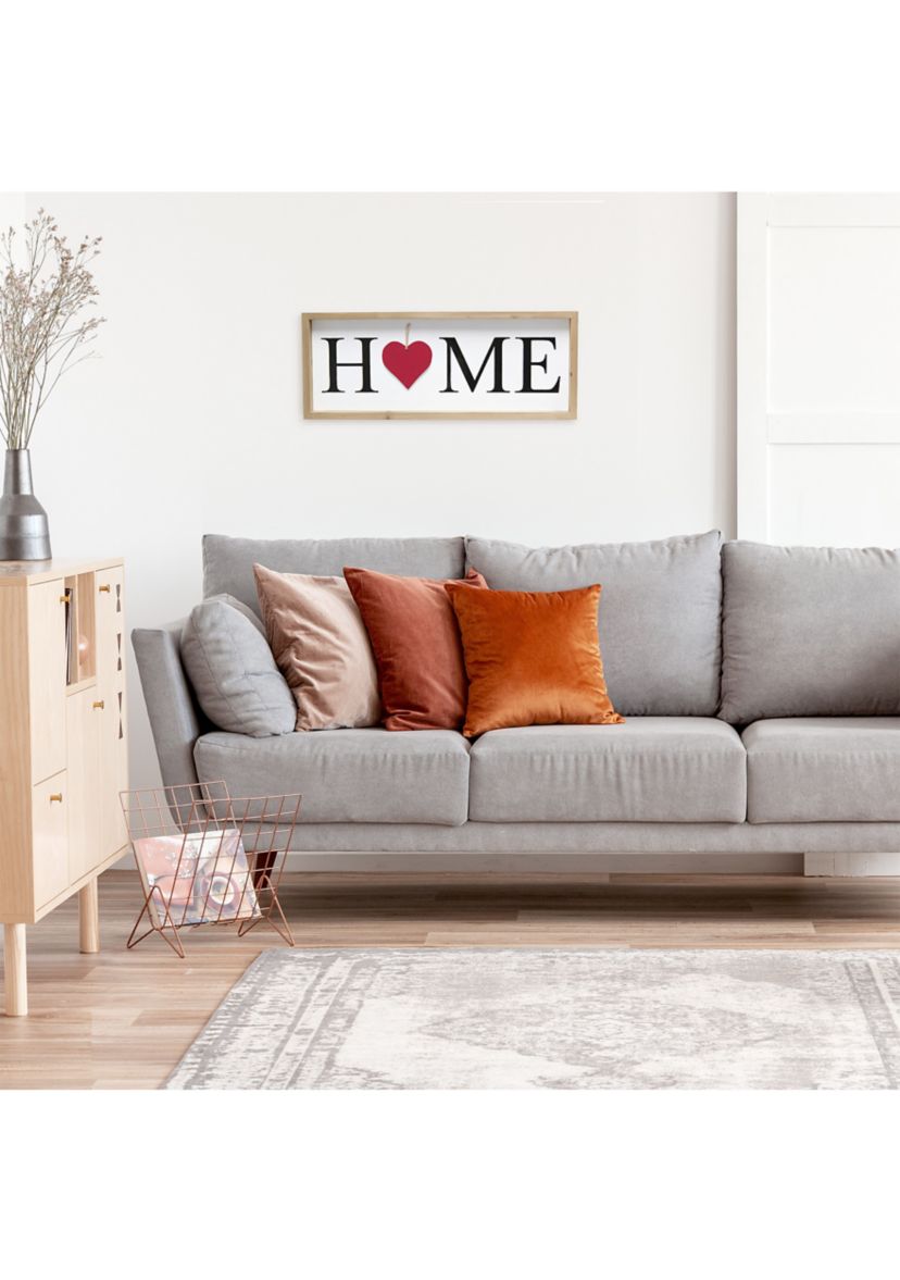 Rustic Farmhouse Wooden Seasonal Interchangeable Symbol "Home" Frame with 12 Ornaments, White Wash