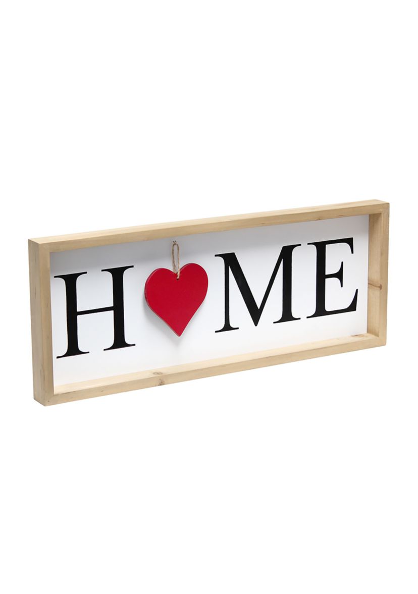 Rustic Farmhouse Wooden Seasonal Interchangeable Symbol "Home" Frame with 12 Ornaments, White Wash