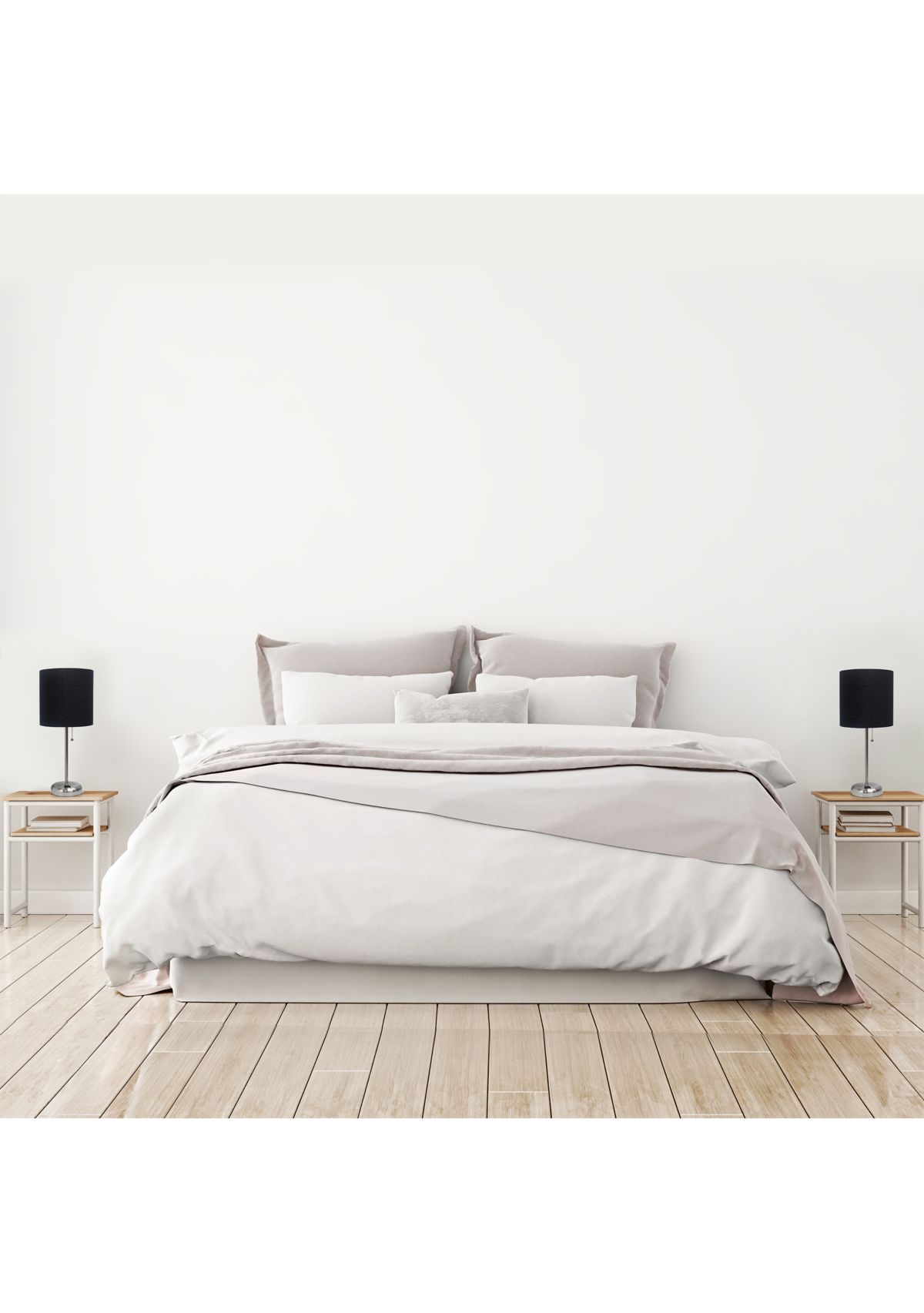 Stick Lamp with USB Charging Port and Fabric Shade 2 Pack Set